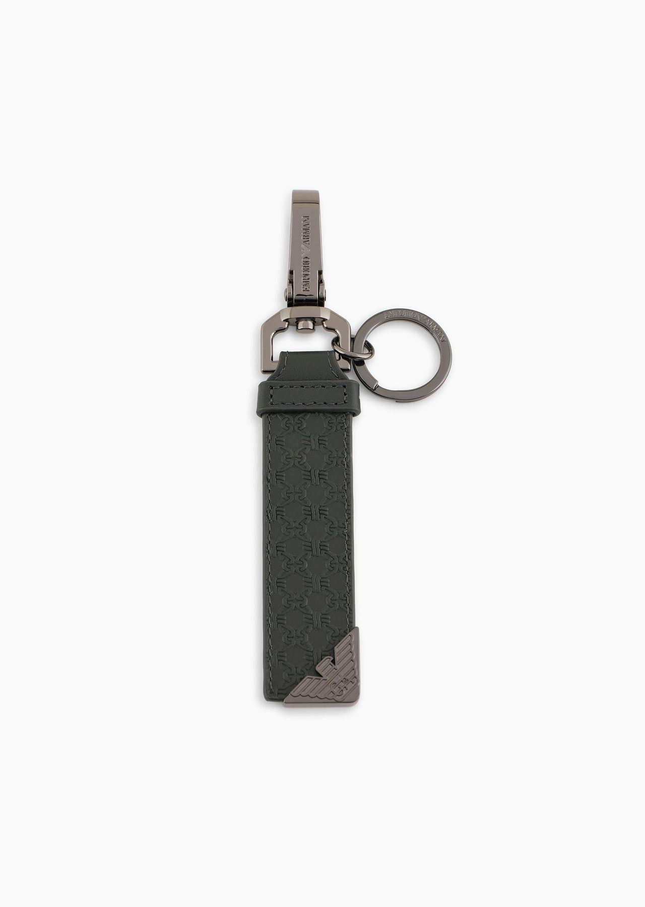 Leather keyring with all-over embossed pattern - 1