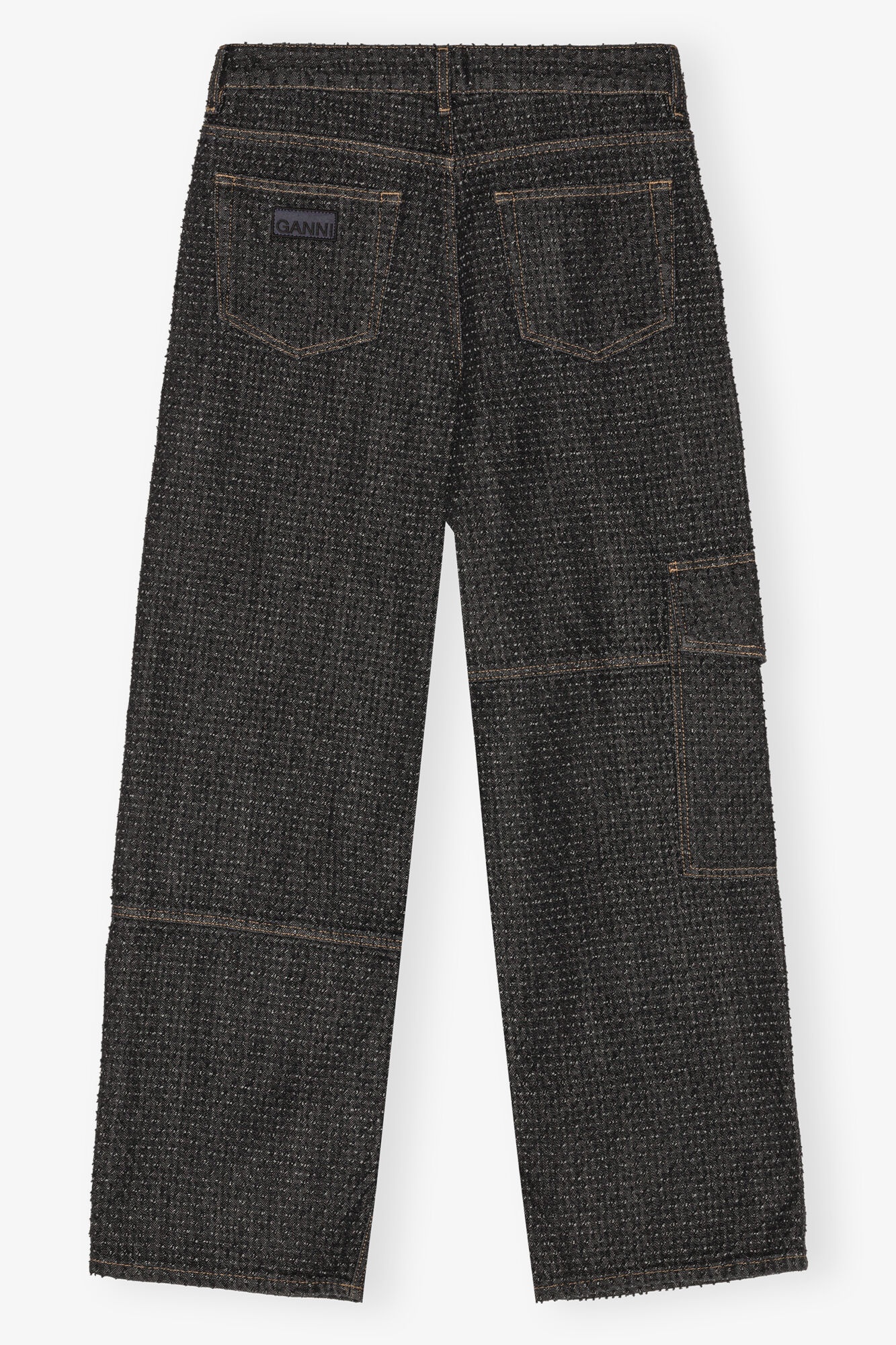 BLACK FLUFFY DENIM CARPENTER JEANS - 6