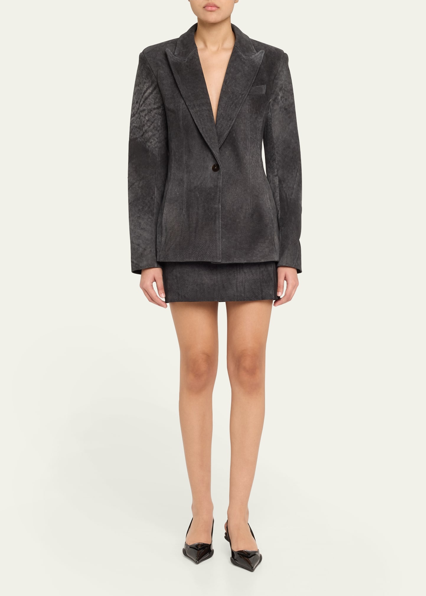 Nubuck Leather Blazer - 2