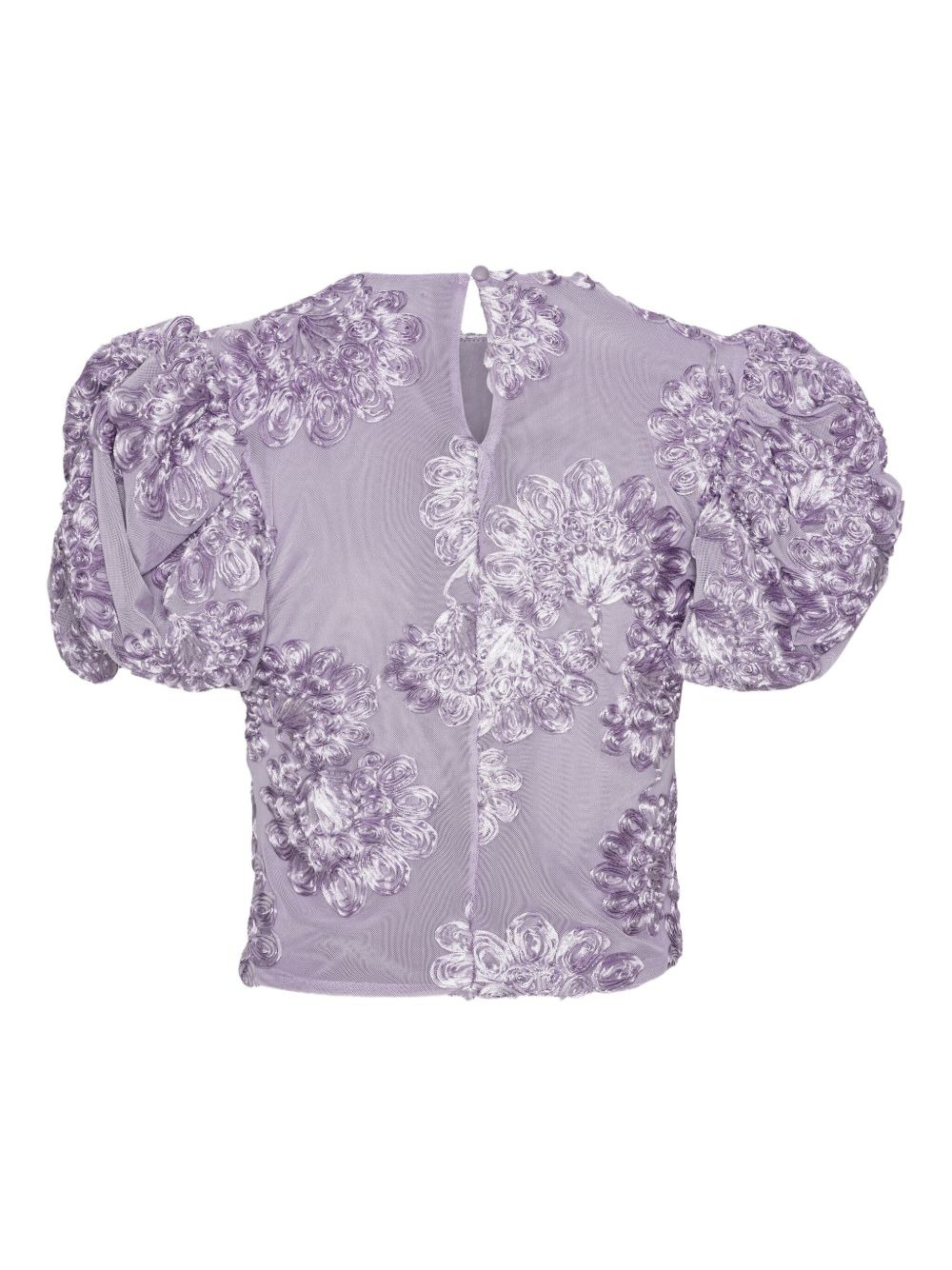 puff-sleeve floral-embellished top - 4