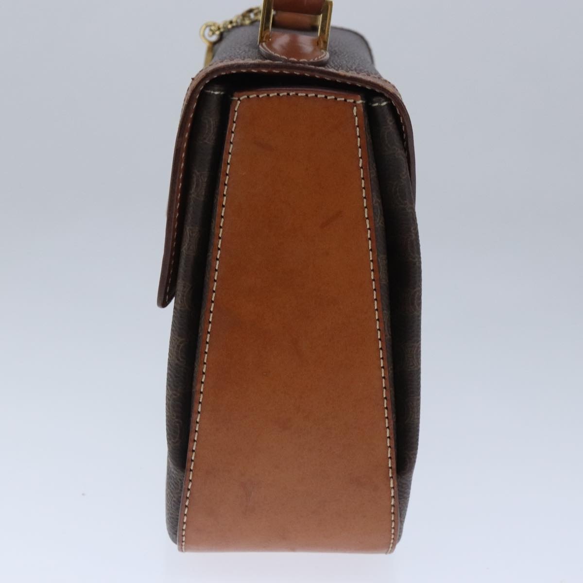 CELINE Macadam Canvas Hand Bag Pvc Leather Brown Gold - 5