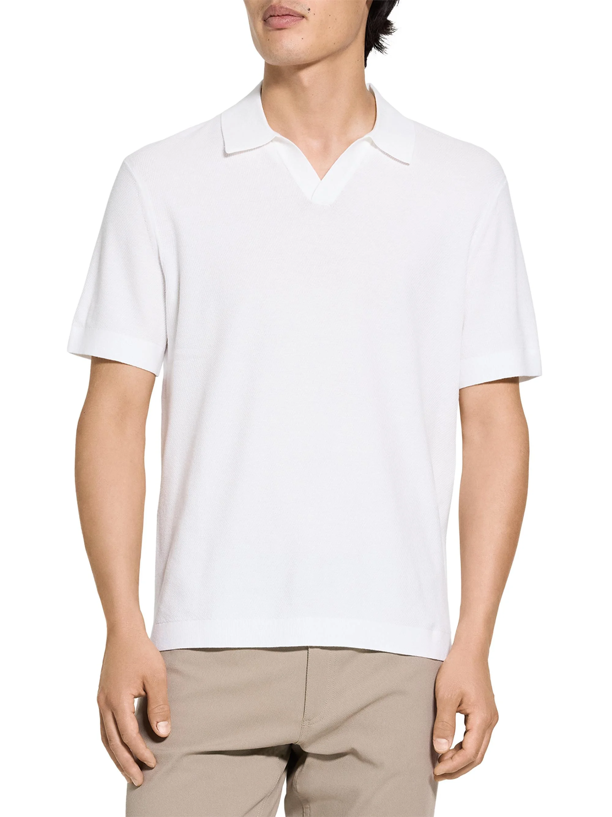 Men's Brenan Textured Polo Shirt - White - 1