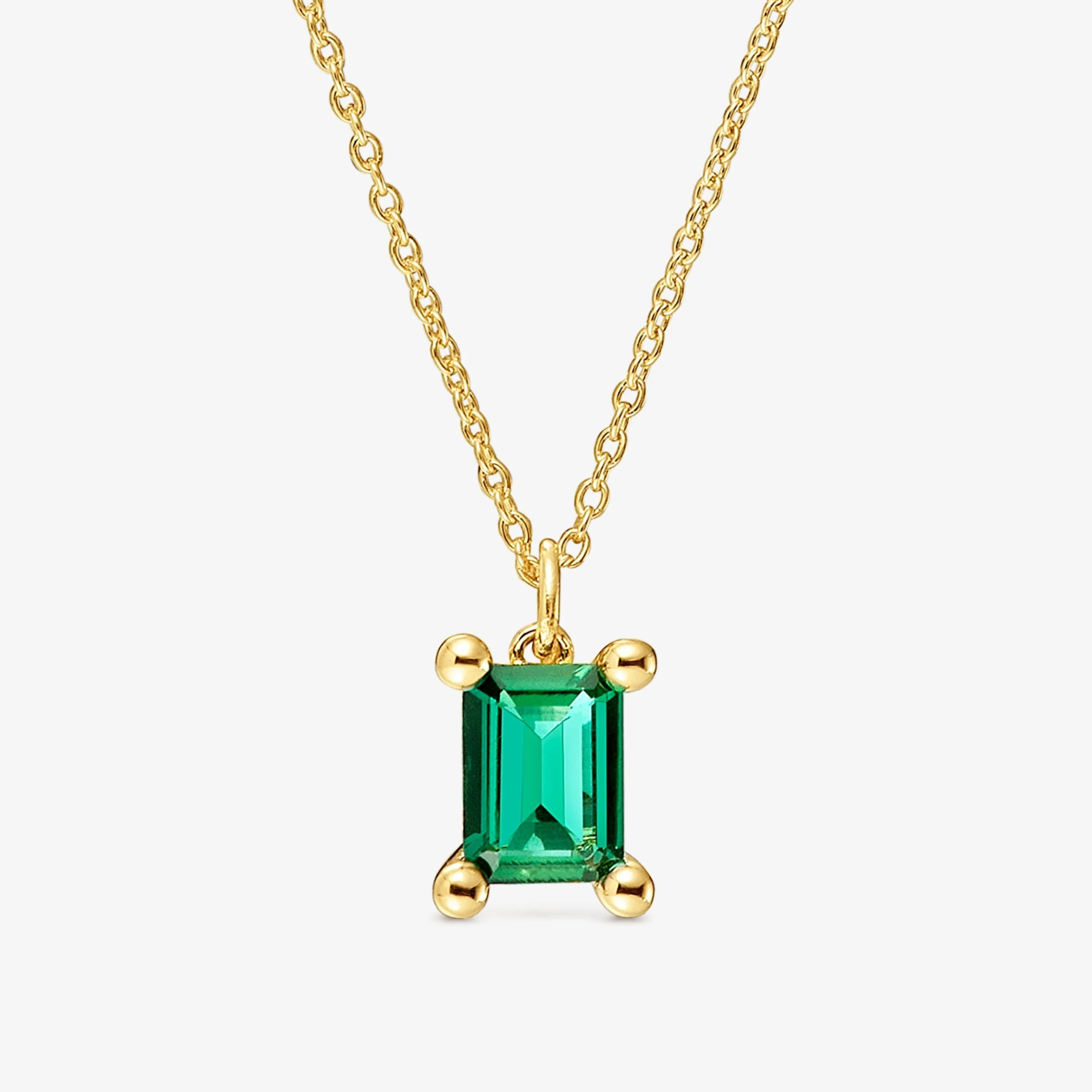 Short 18K gold vermeil bear motif Necklace with lab-grown emerald Bold Bear LGG - 1