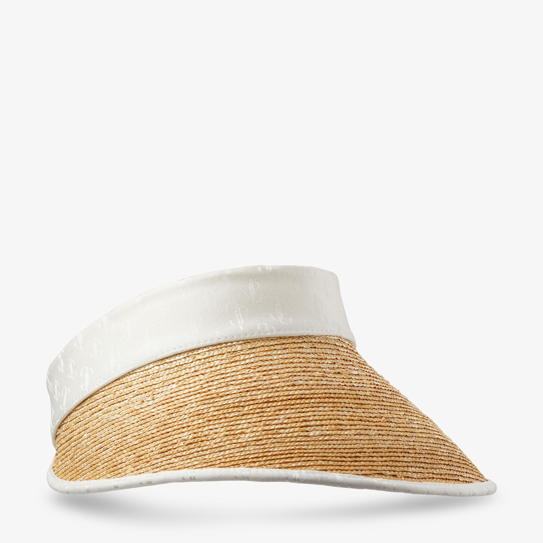 Ondine
Latte JC Monogram Jacquard Silk, Modal and Raffia Visor - 2