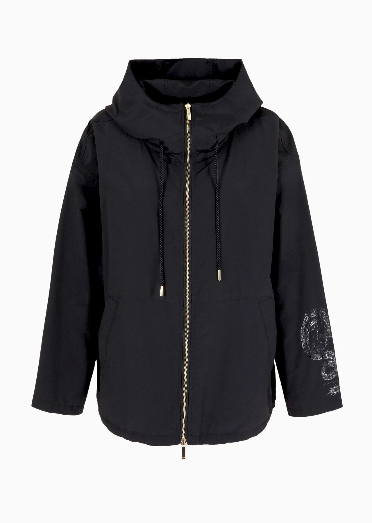 Luna New Year hooded blouson in crinkled nylon with dragon print - 1