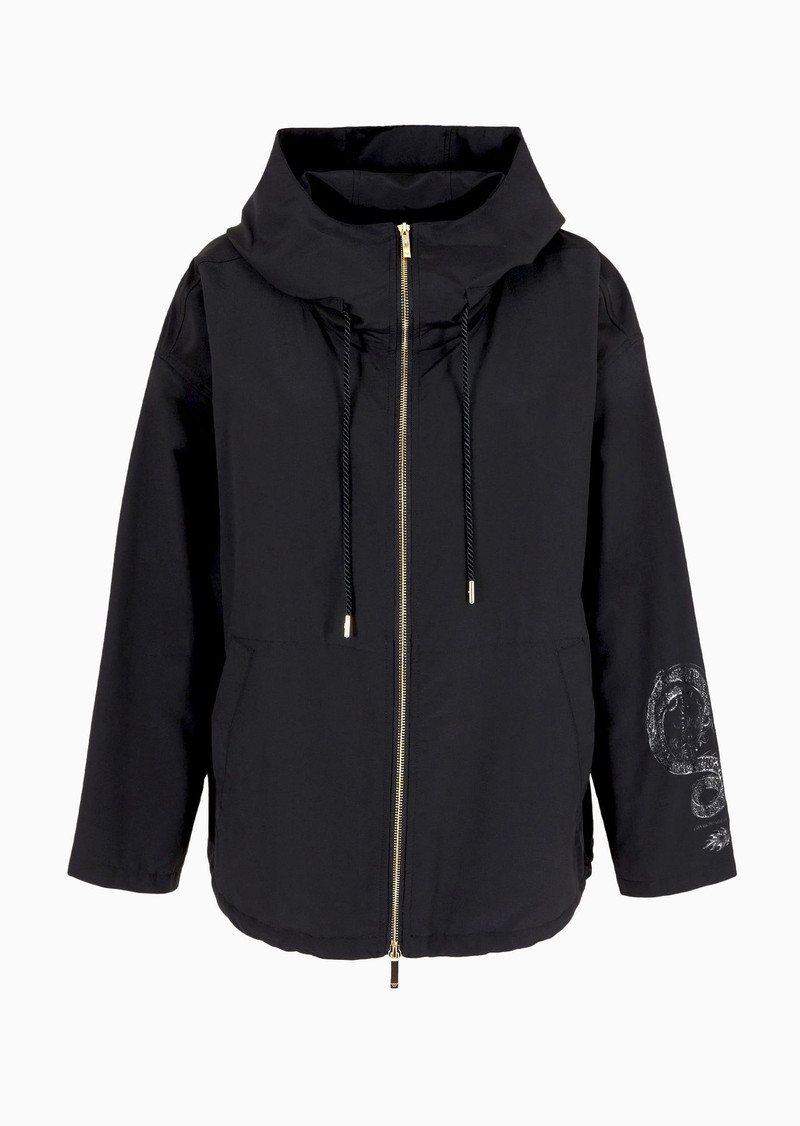 Luna New Year hooded blouson in crinkled nylon with dragon print 1