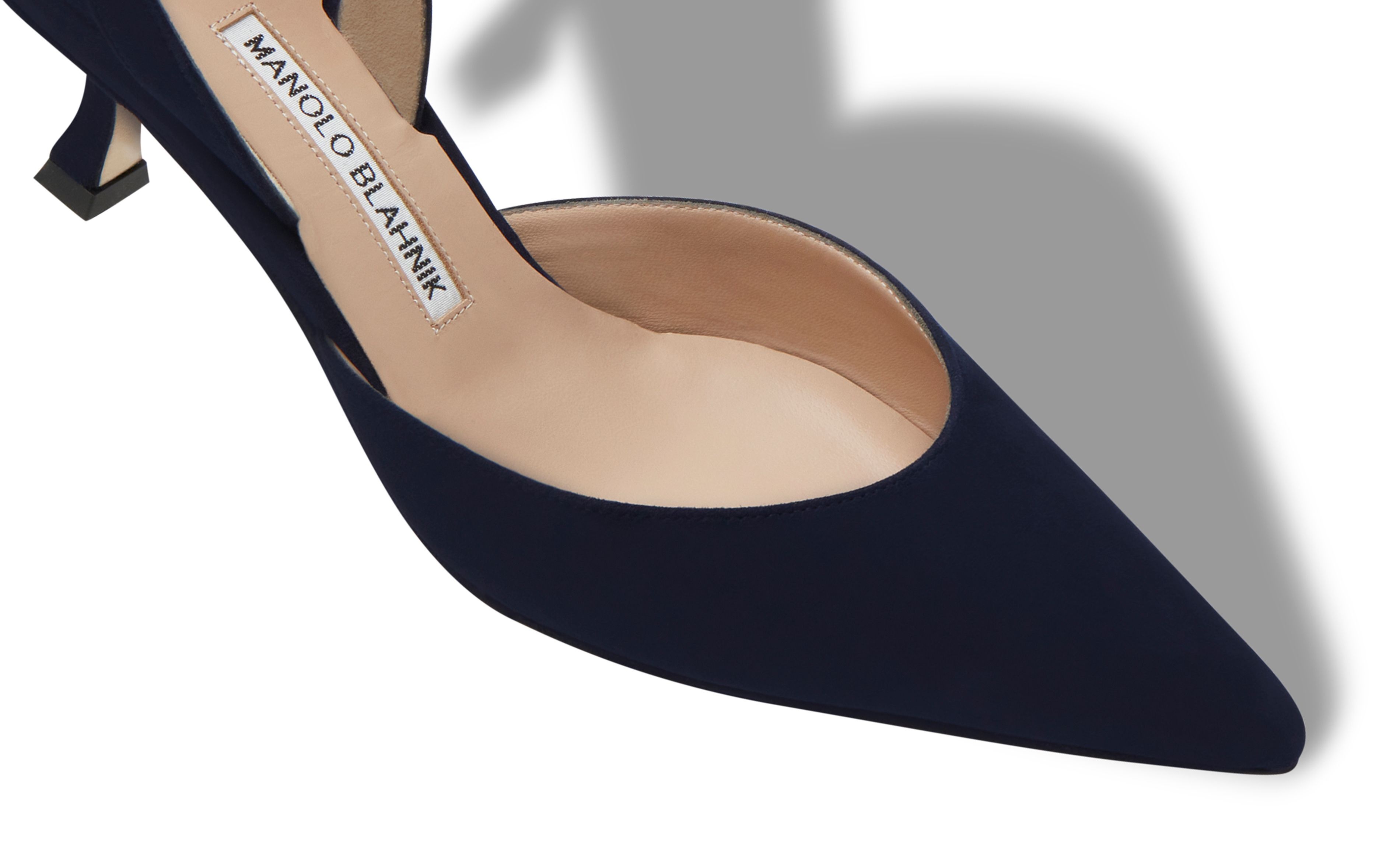 Navy Blue Suede Slingback Pumps - 4