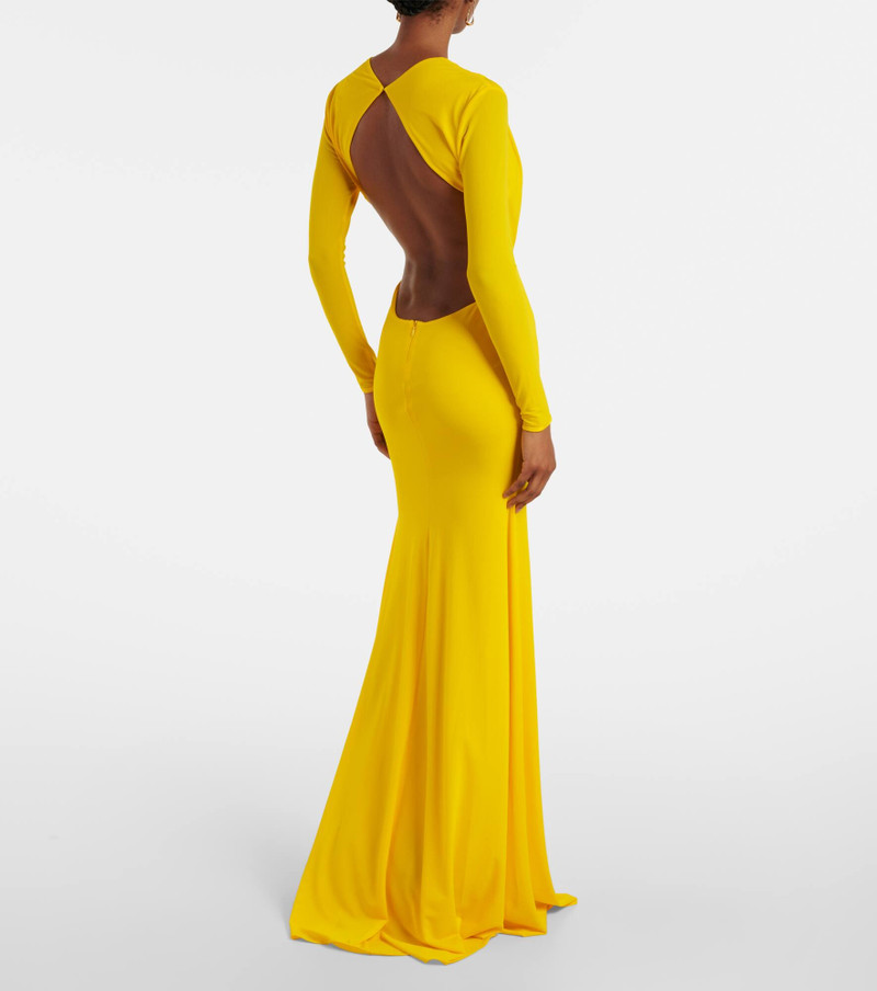 Ruched open-back crêpe jersey gown 3