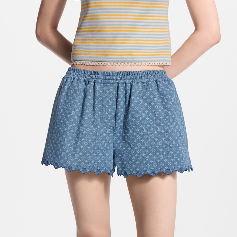 Monogram Denim Mini Shorts 2