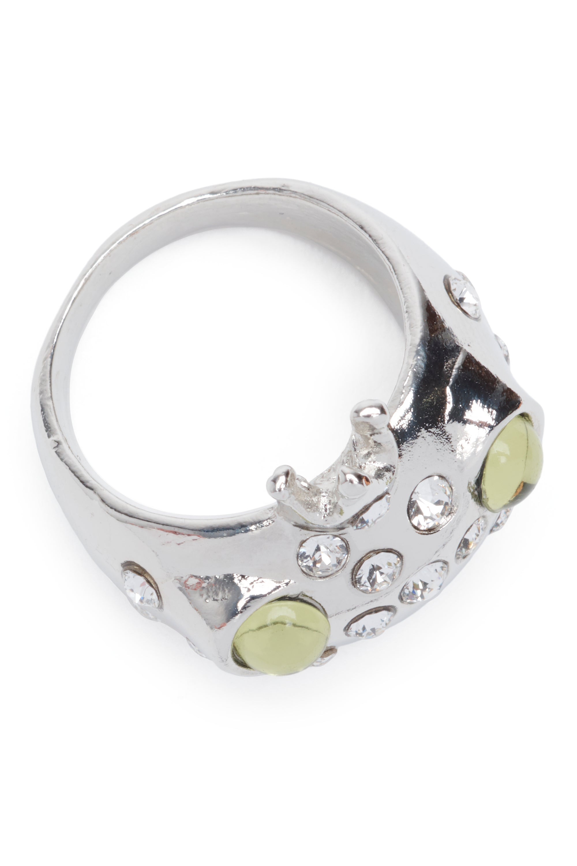 SILVER LIME FRECKLES FROG PRINCE RING - 4