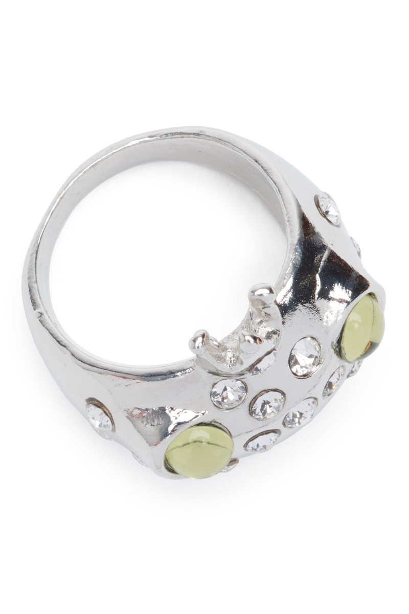 SILVER LIME FRECKLES FROG PRINCE RING 4