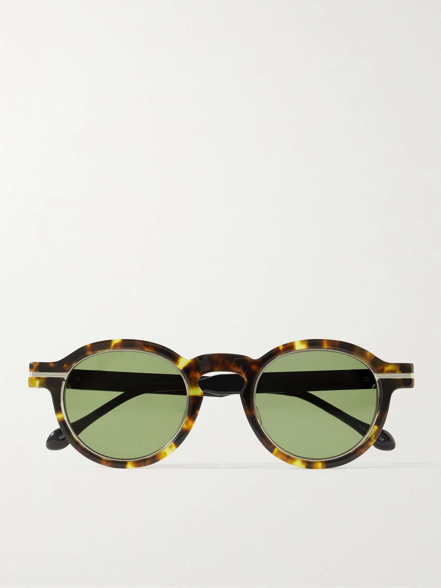 Round-Frame Tortoiseshell Acetate and Titanium Sunglasses - 1