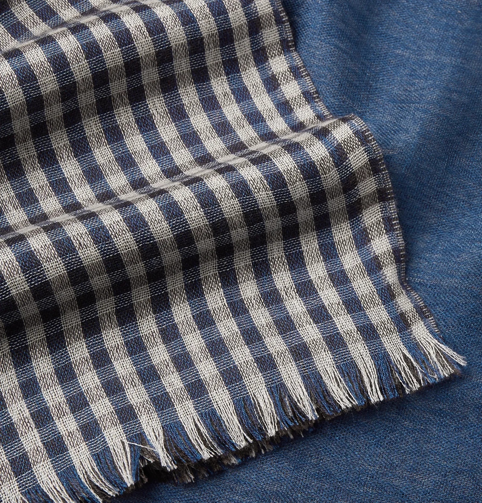 Fringed Gingham Cashmere and Silk-Blend Scarf - 4