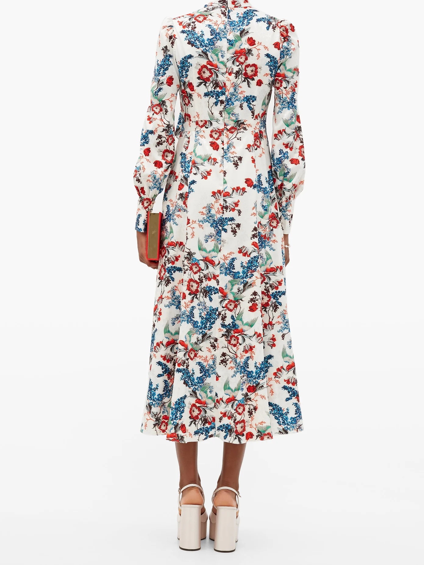 Yolande Bird Blossom-print jacquard midi dress - 6