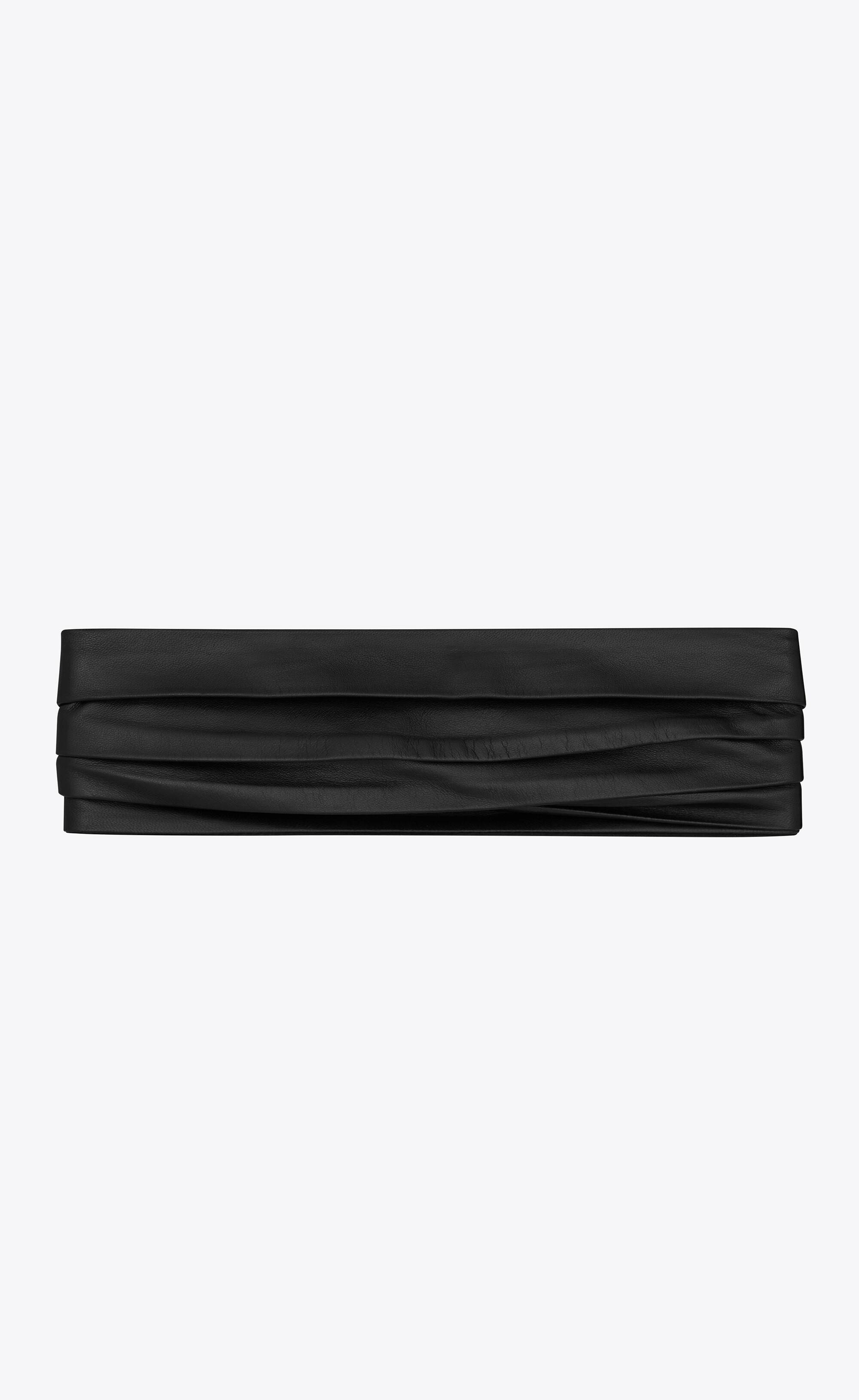 pleated headband in smooth leather - 1