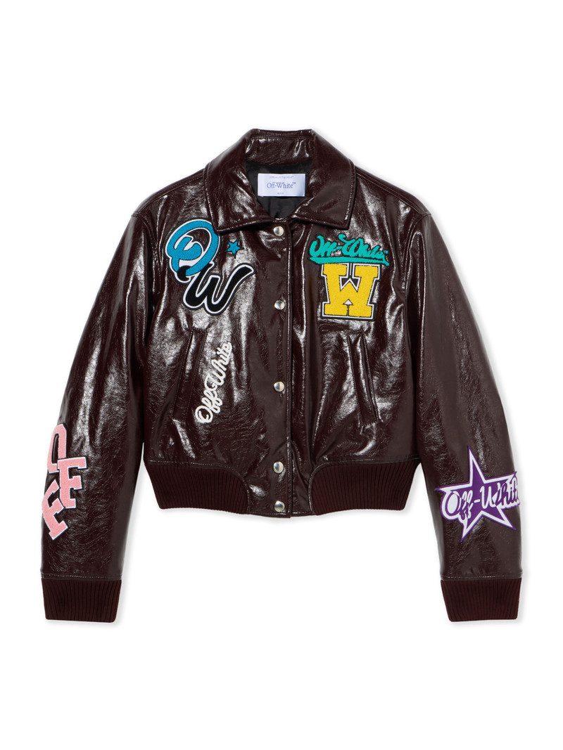 Crinkled Coated Varsity Jacket 1
