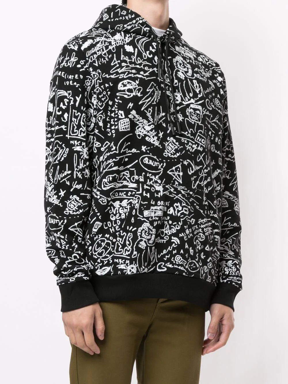 scribble print hoodie - 3