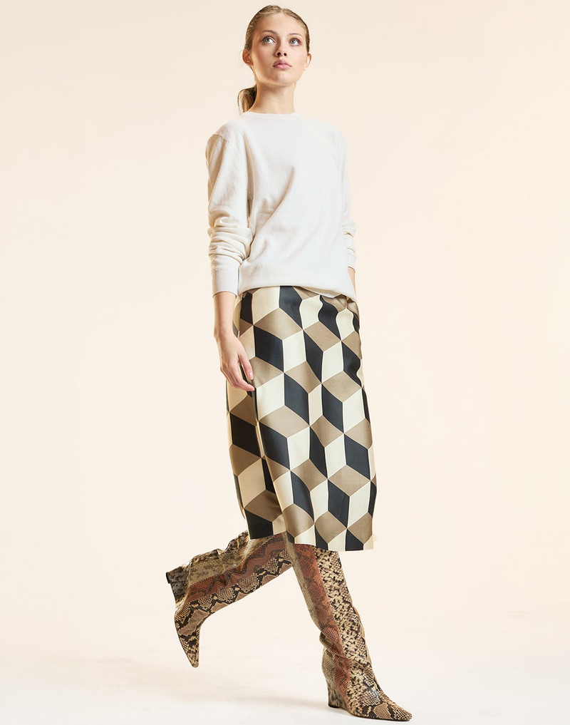 Art Deco Silk Wool Midi Skirt 3