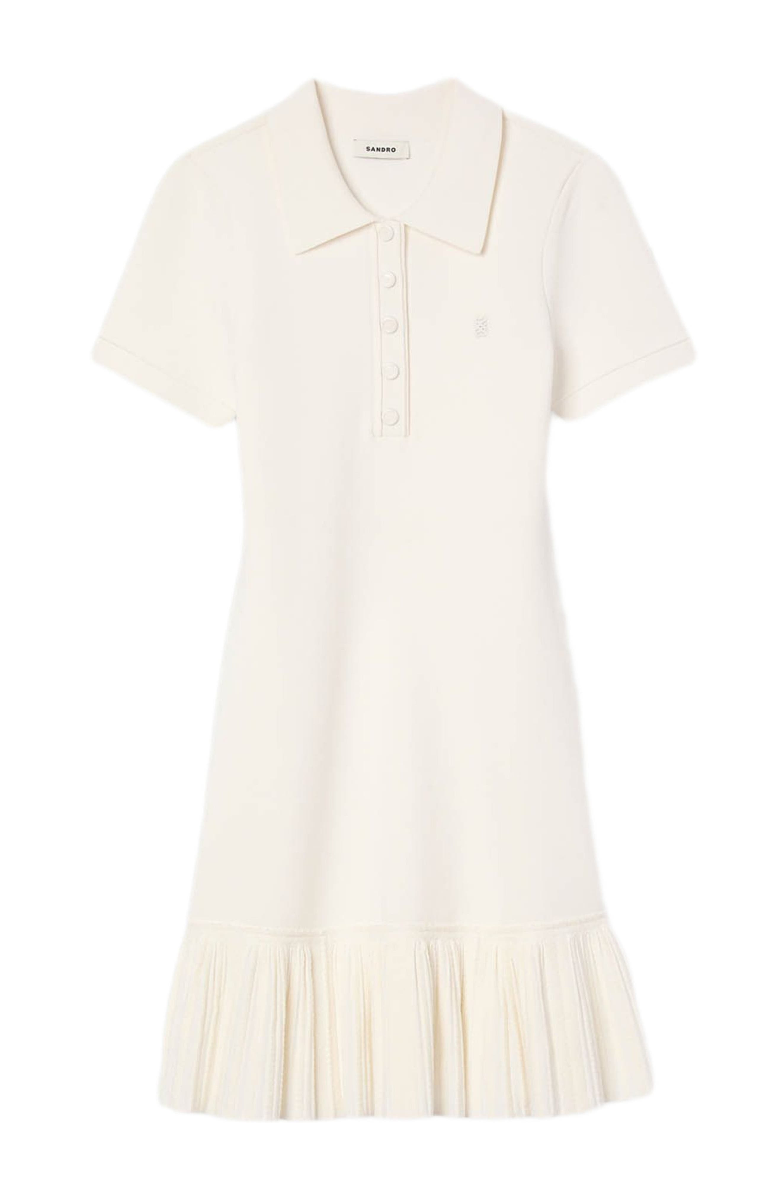 SANDRO Short knit dress with polo neck in Ecru at Nordstrom - 5