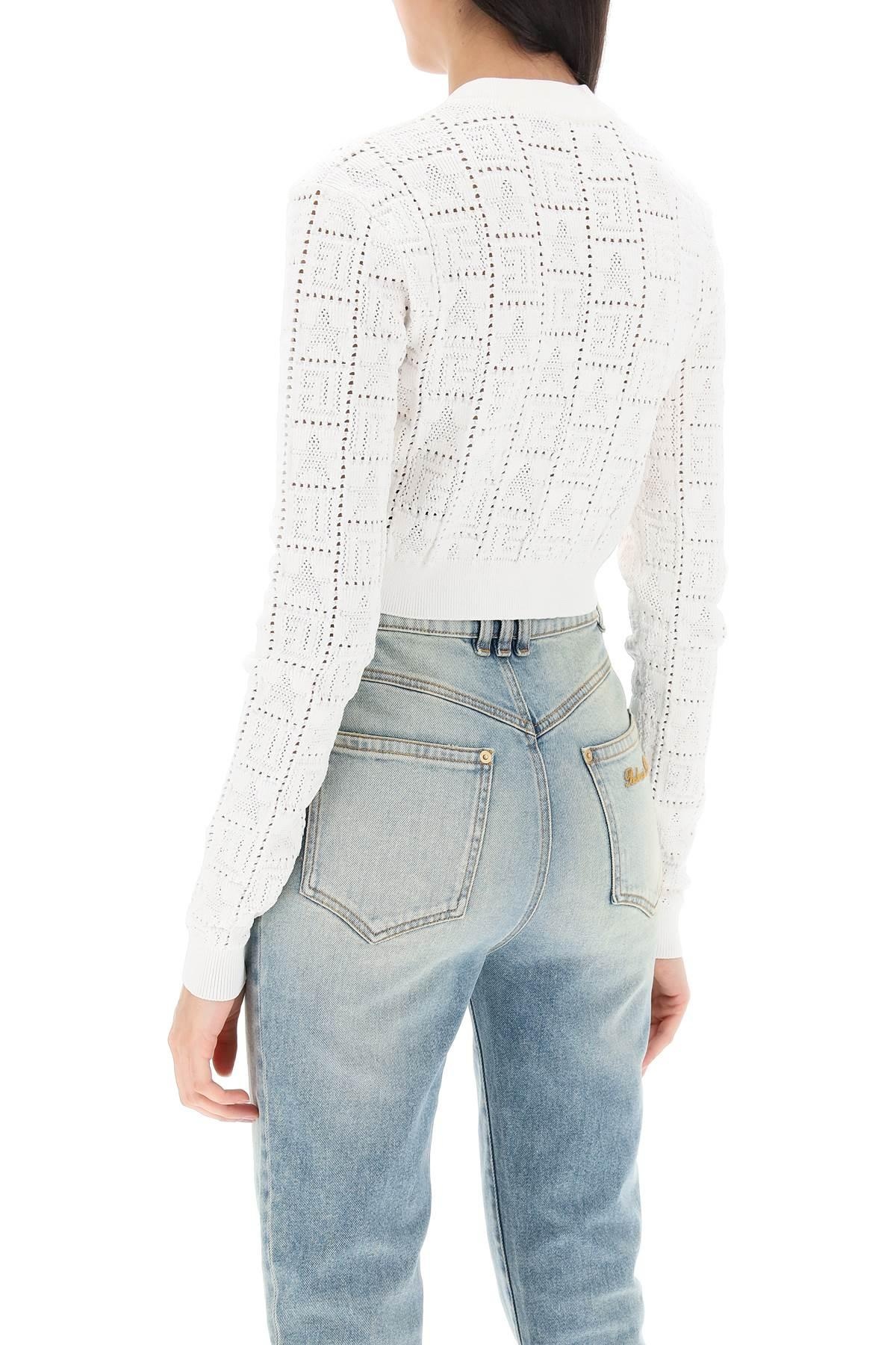 Balmain Cropped Cardigan With Jewel Buttons - 4