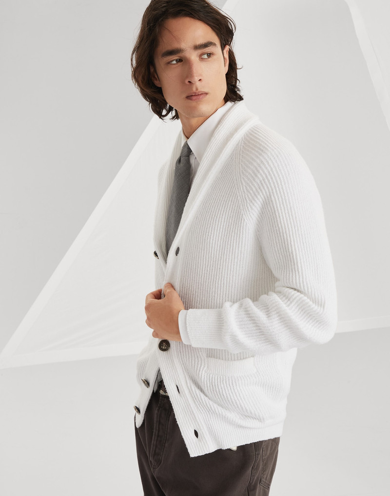 Malfilé cotton English rib cardigan with raglan sleeves 4
