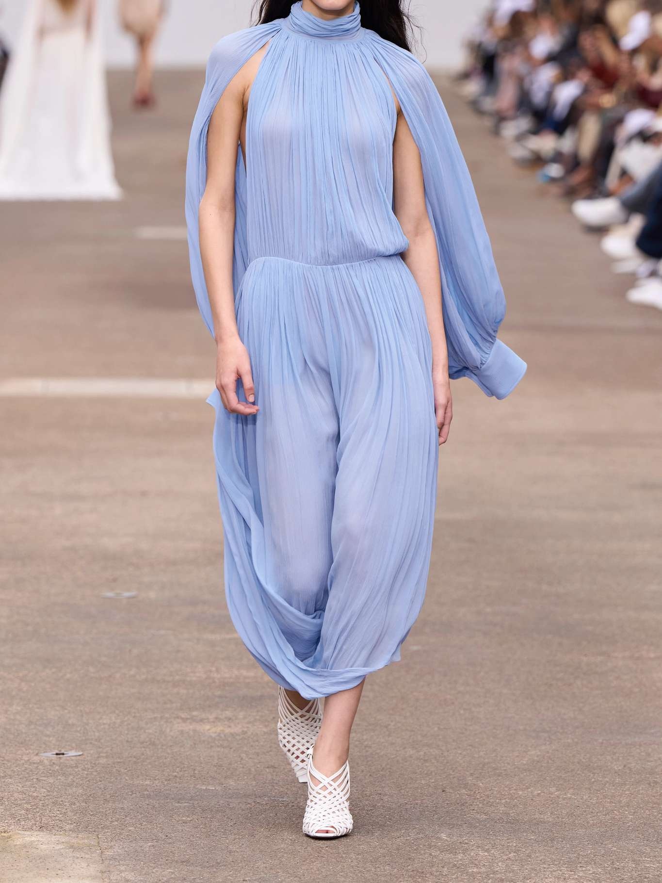 Open-back silk-crepon midi dress Blue - 4