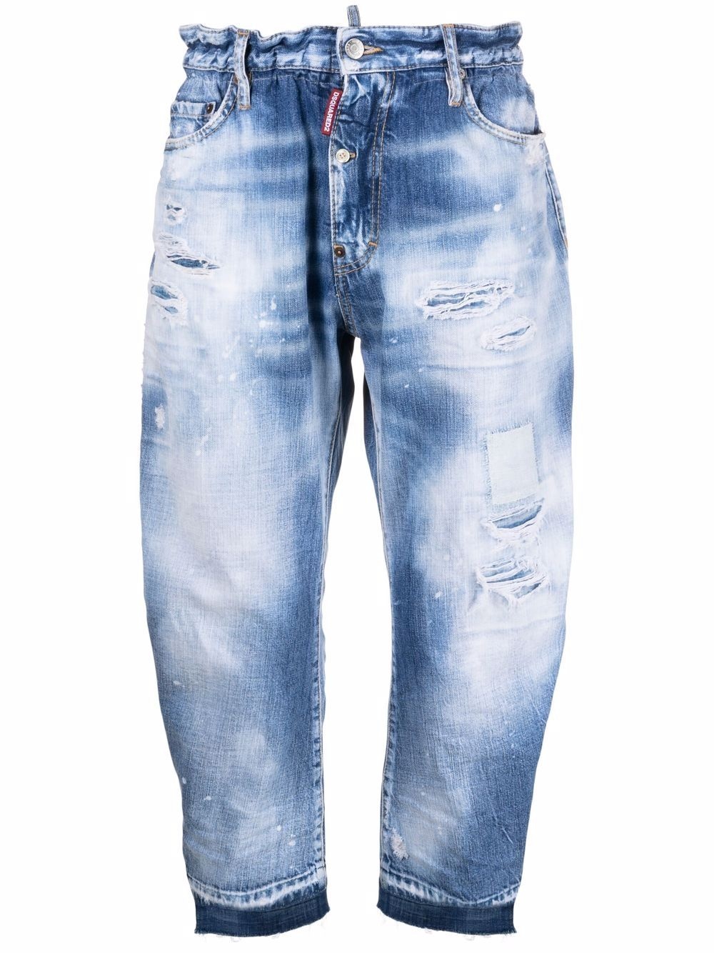 cropped distressed jeans - 1