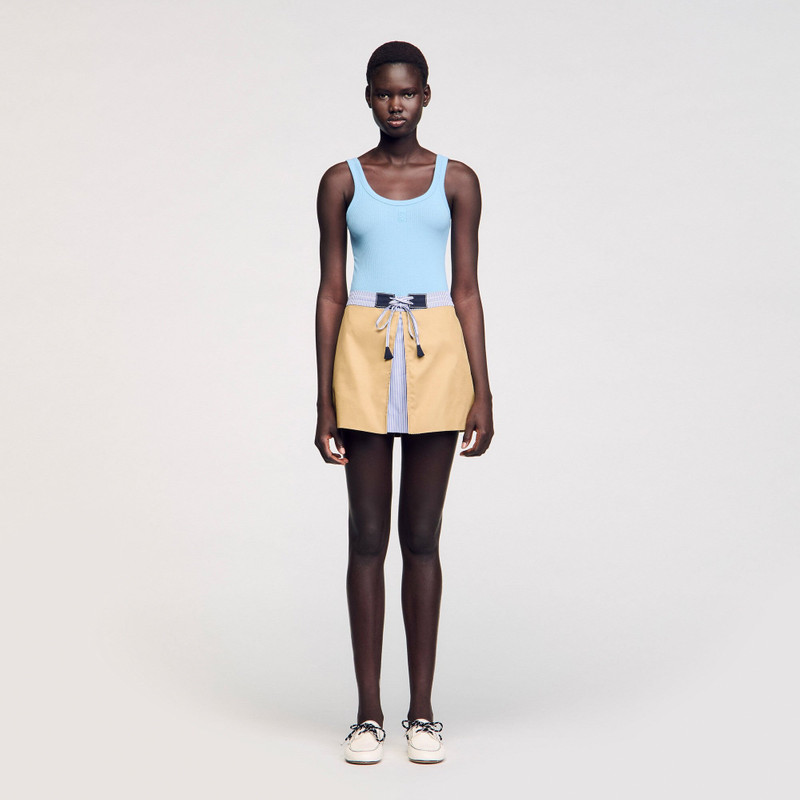 Sandro MINI DUAL-MATERIAL SKIRT outlook