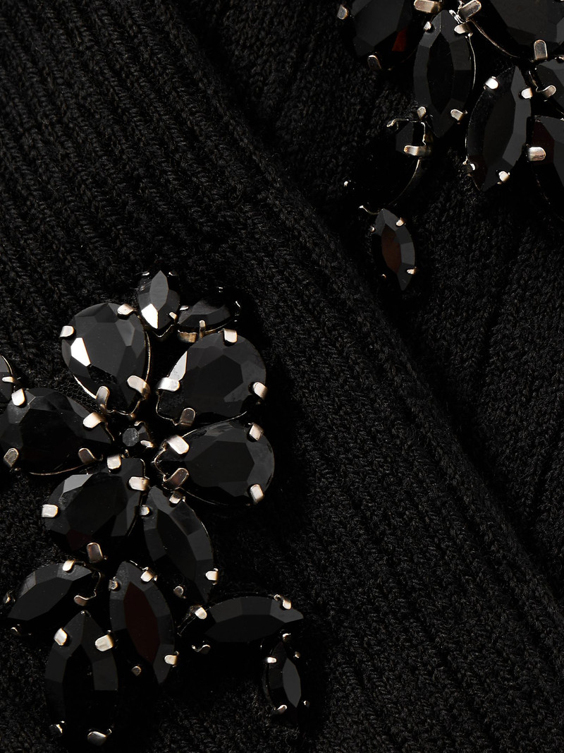 Crystal-embellished ribbed wool-blend socks Black 3