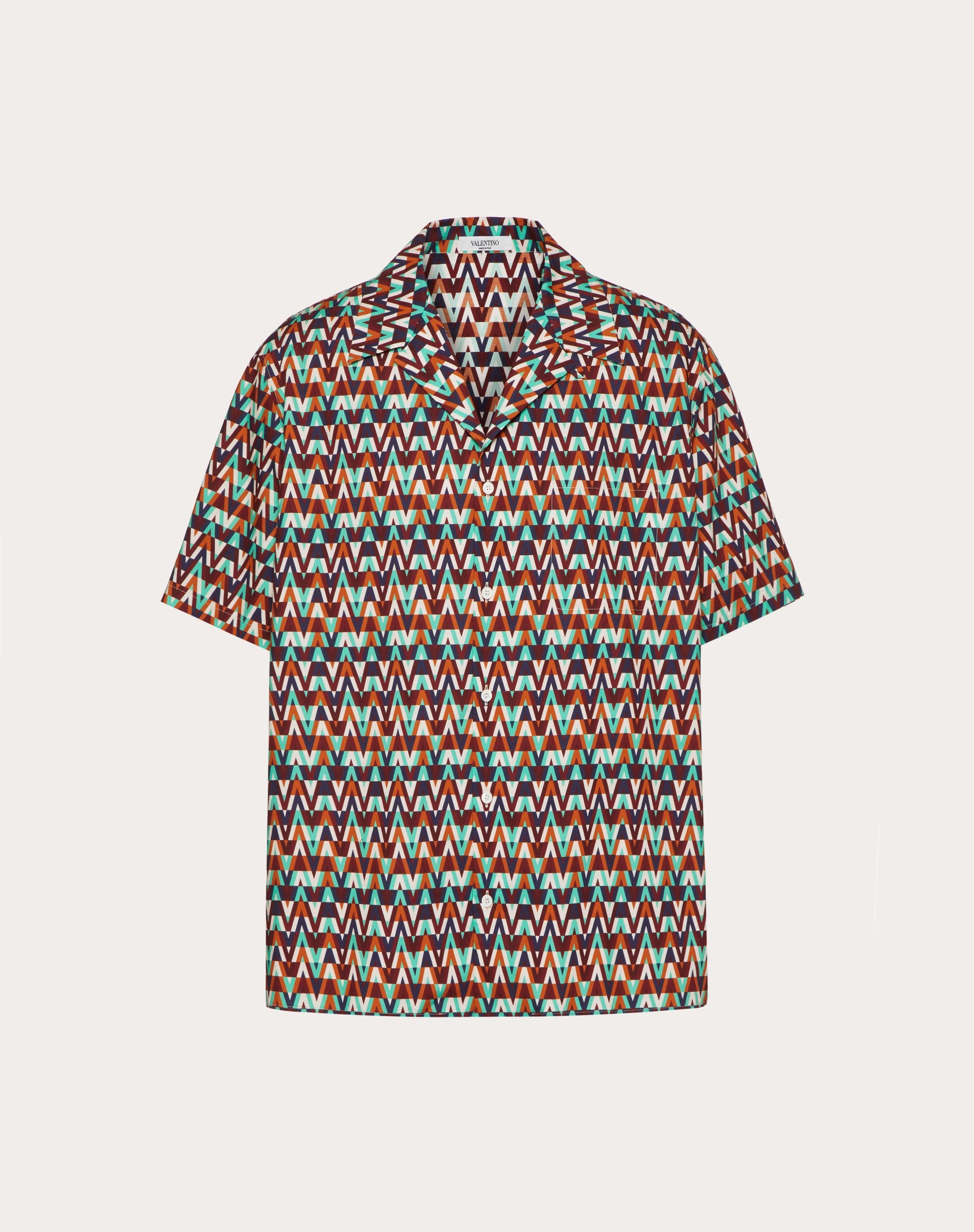 COTTON SHIRT WITH OPTICAL VALENTINO PRINT - 1