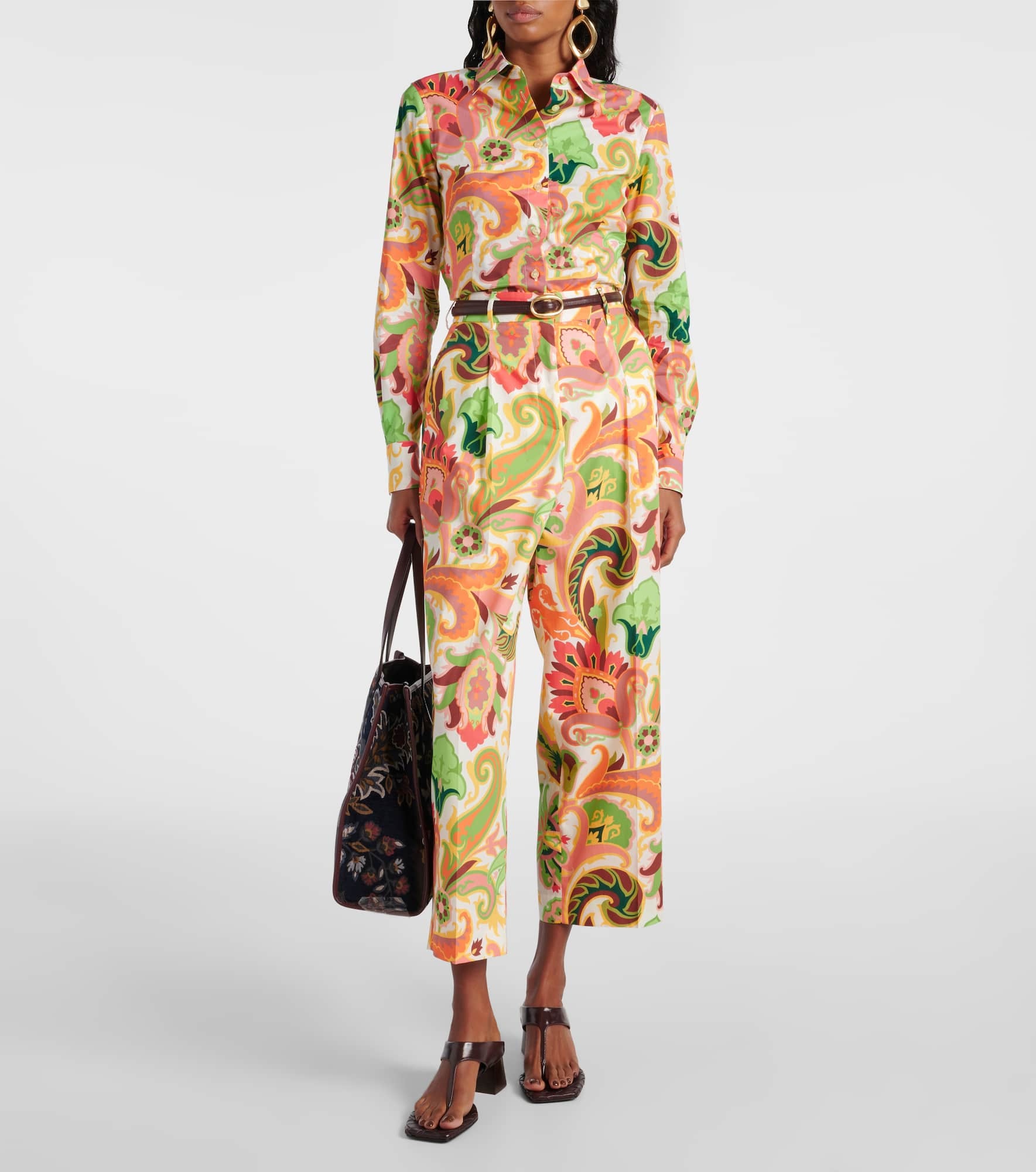 Printed cotton wide-leg pants - 2