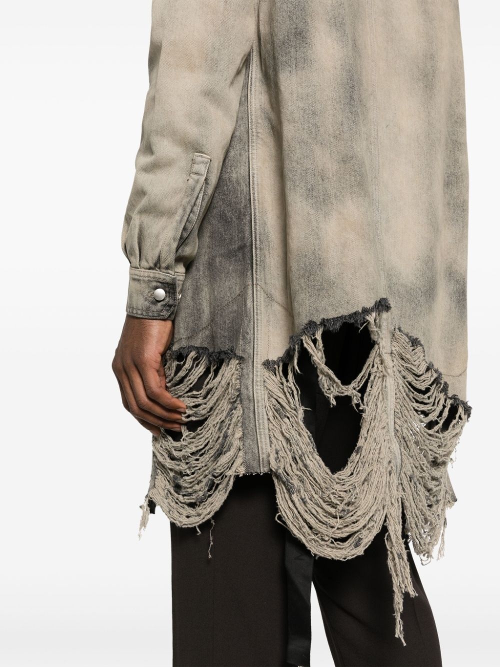 frayed distressed-effect denim jacket - 5