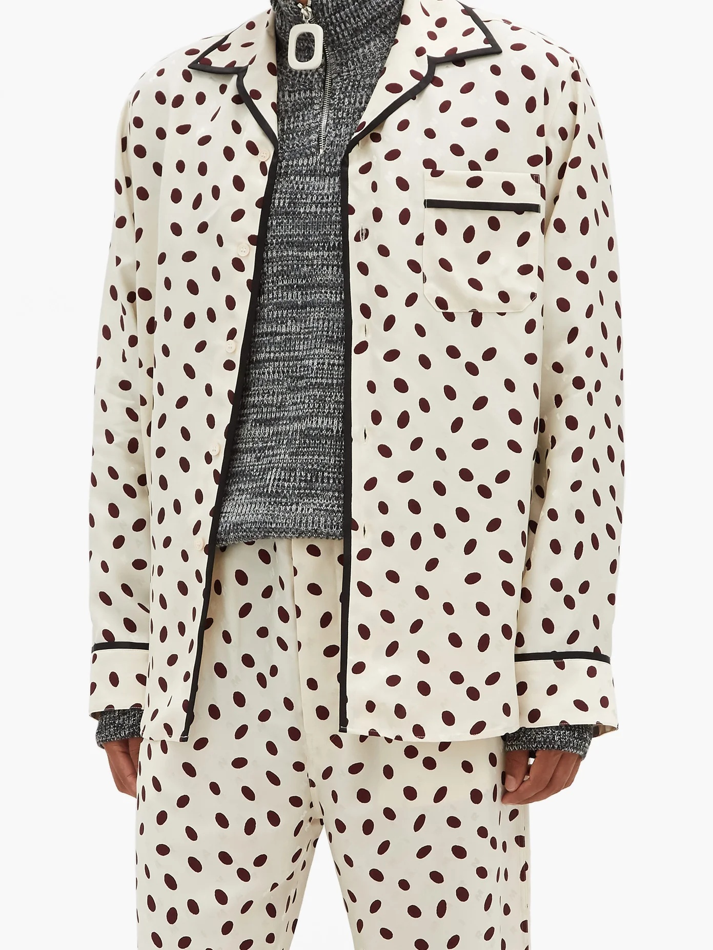 Polka-dot logo-jacquard satin shirt - 2