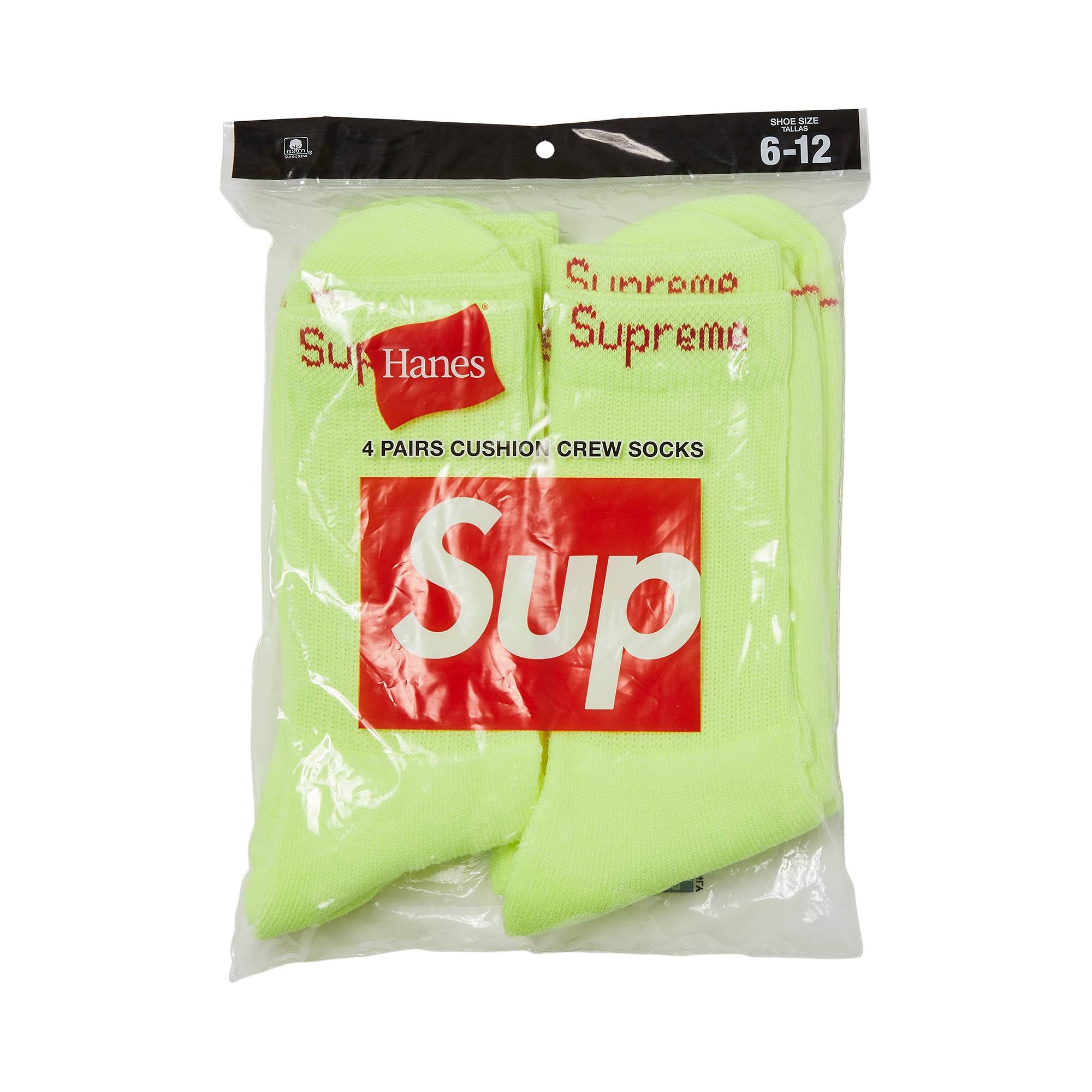 Supreme x Hanes Crew Socks (4 Pack) 'Fluorescent Yellow' - 1