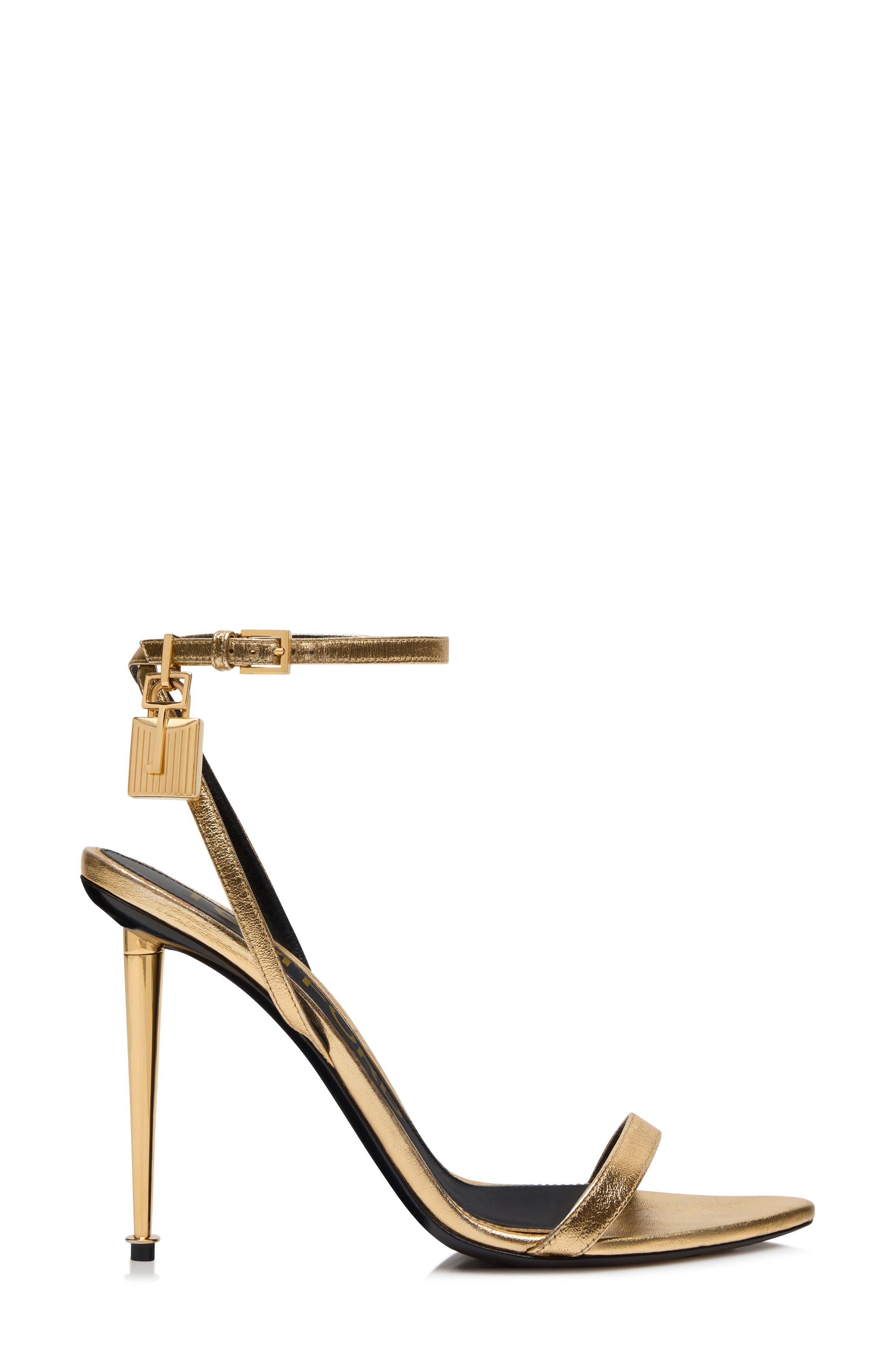 Padlock Naked Metallic Pointy Toe Sandal - 3