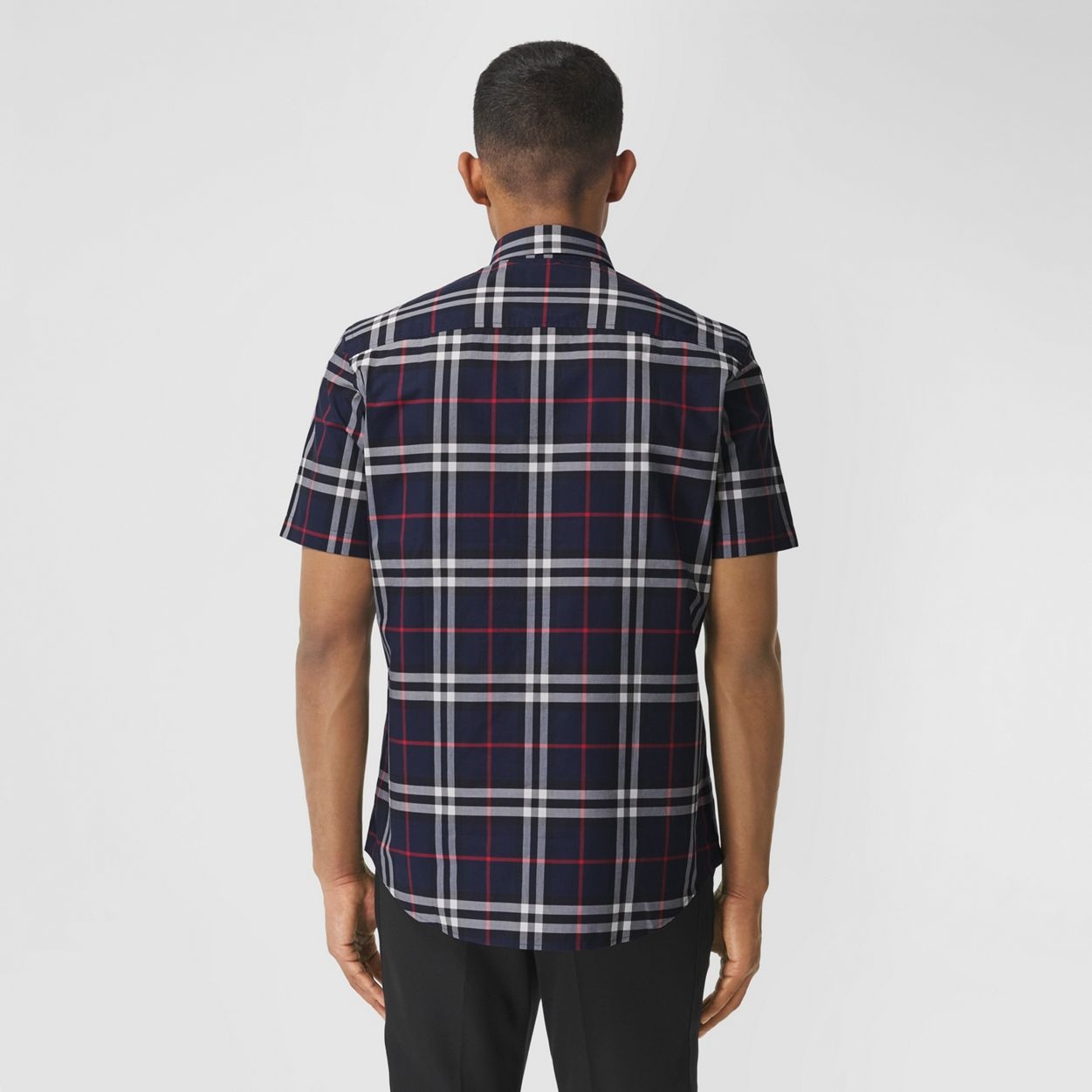 Short-sleeve Check Cotton Poplin Shirt - 4