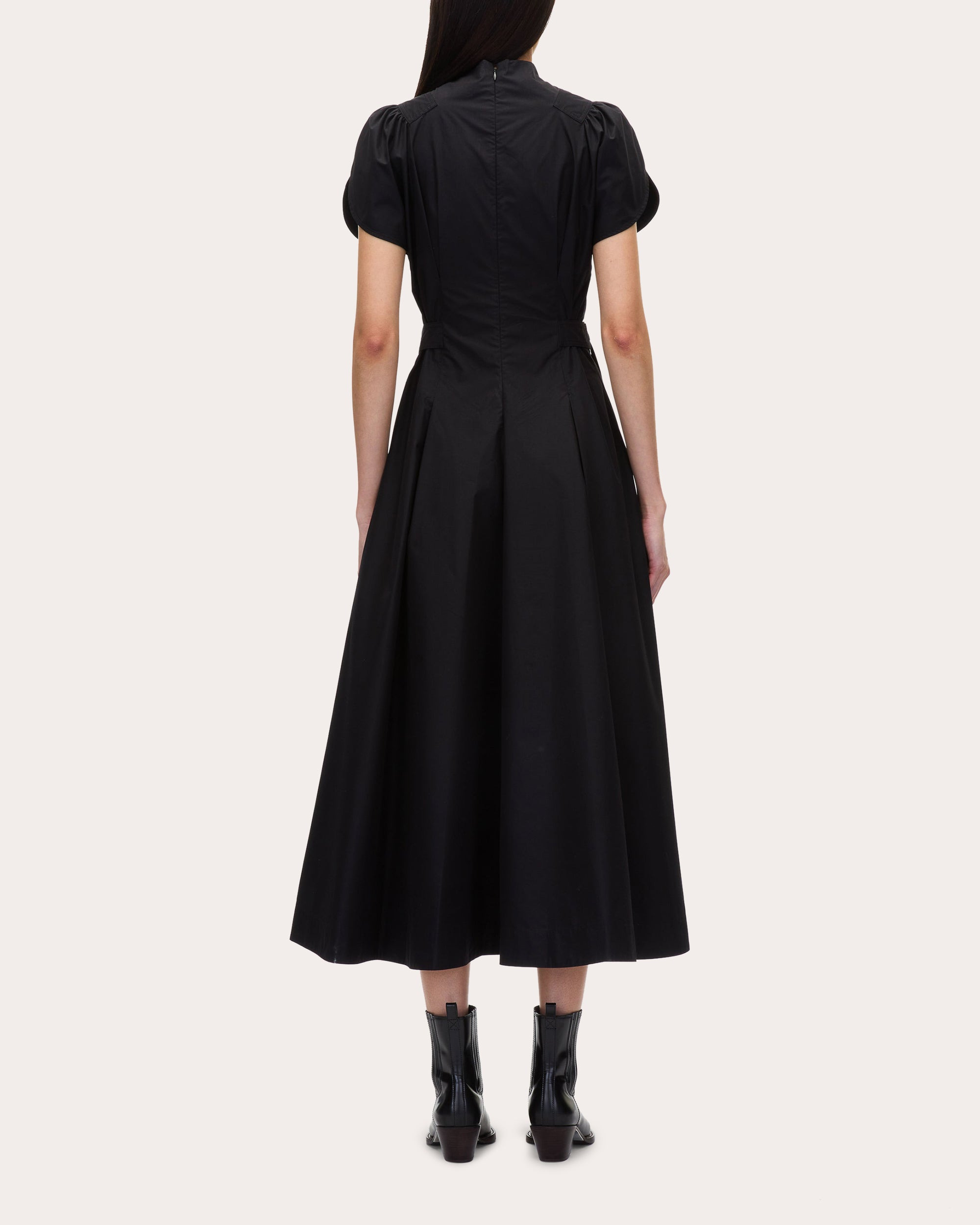 Asymmetric Pleated Cotton-Blend Midi Dress - 2