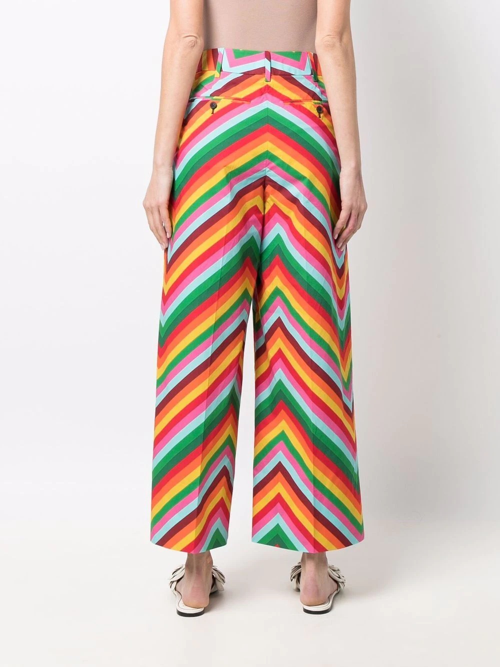 chevron-pattern cropped trousers - 4