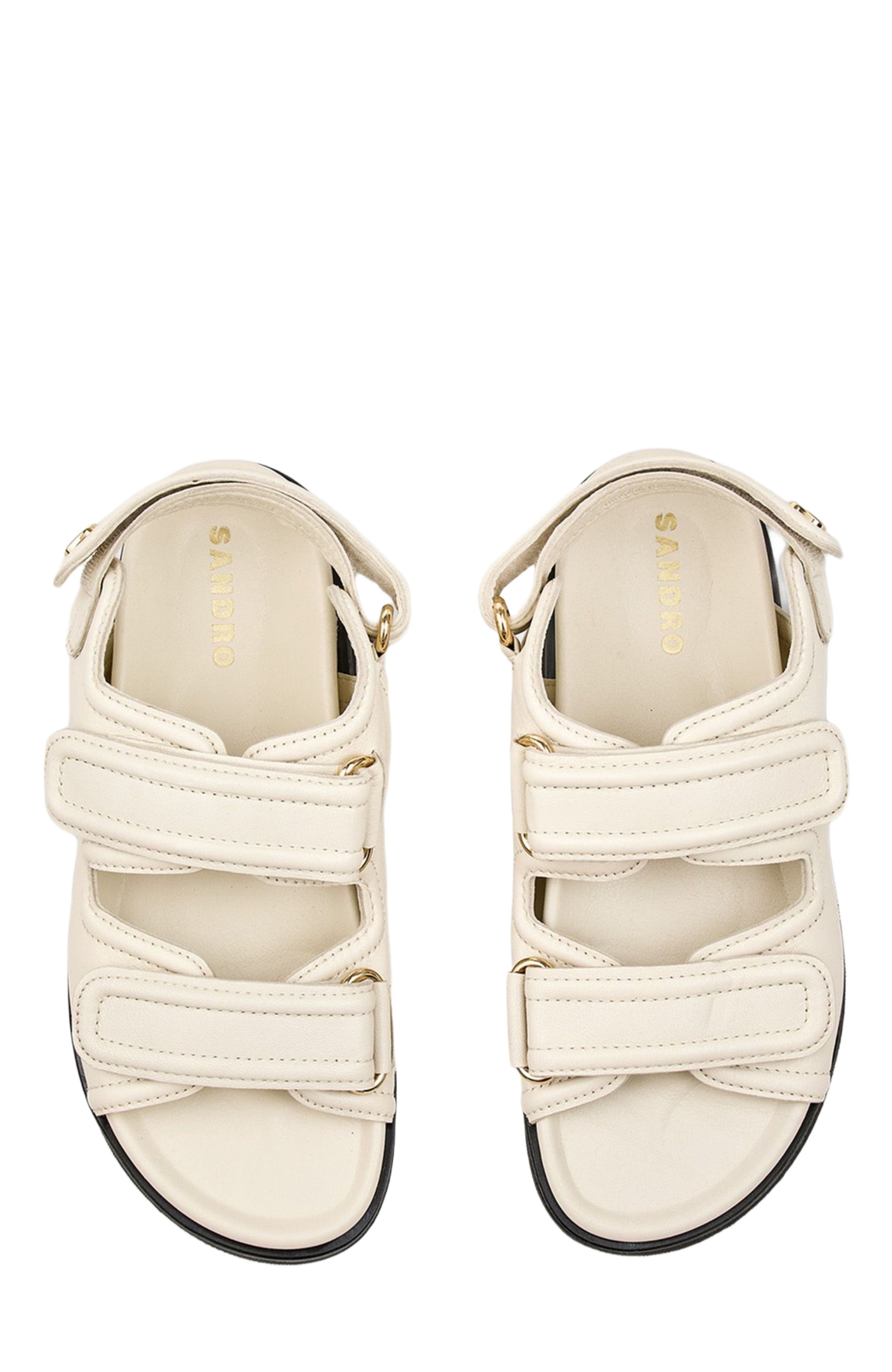 SANDRO Plain leather lambskin sandals in Vanilla at Nordstrom - 3