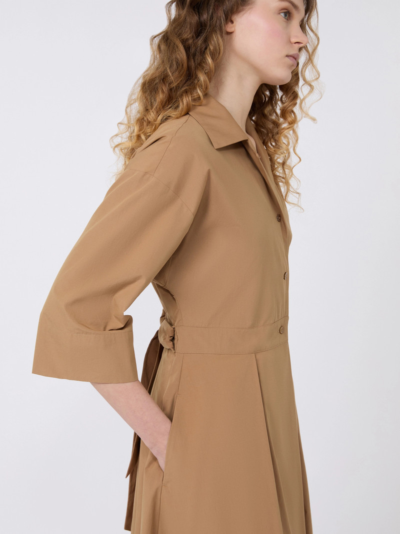 PADANA Cotton-poplin midi shirt dress - TOBACCO 5