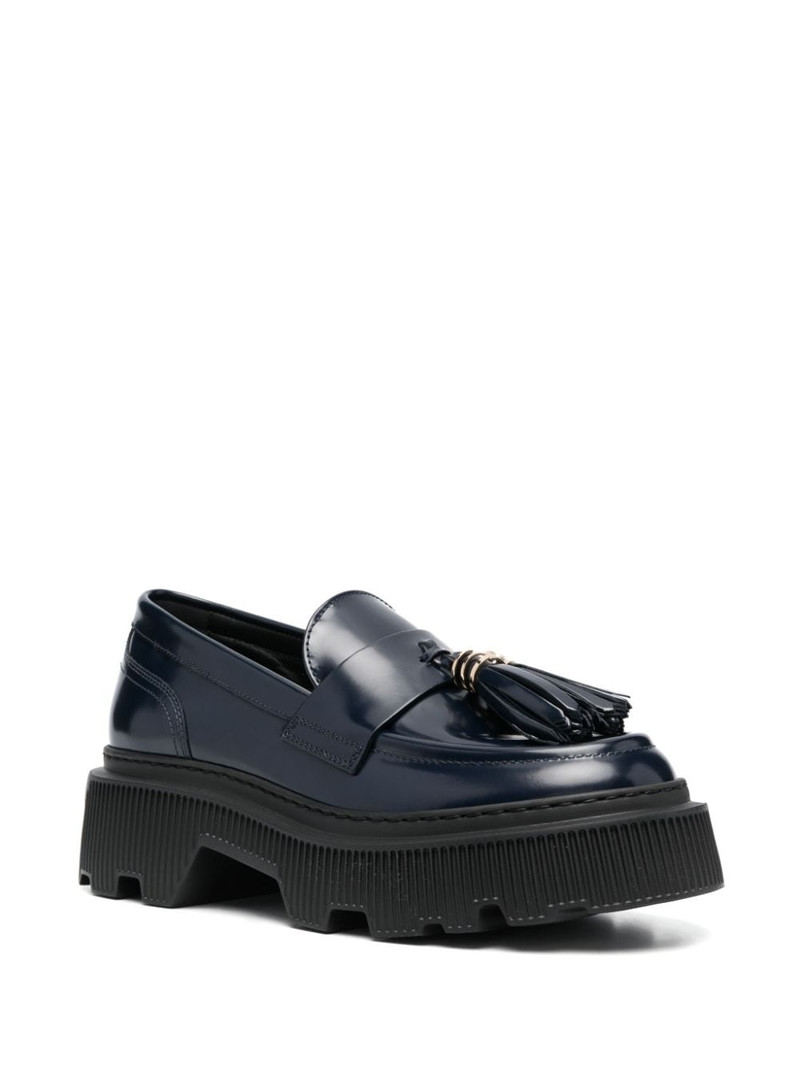 Santoni tassel leather loafers outlook