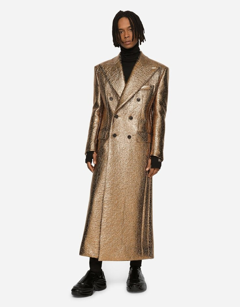Double-breasted foiled fabric coat 1