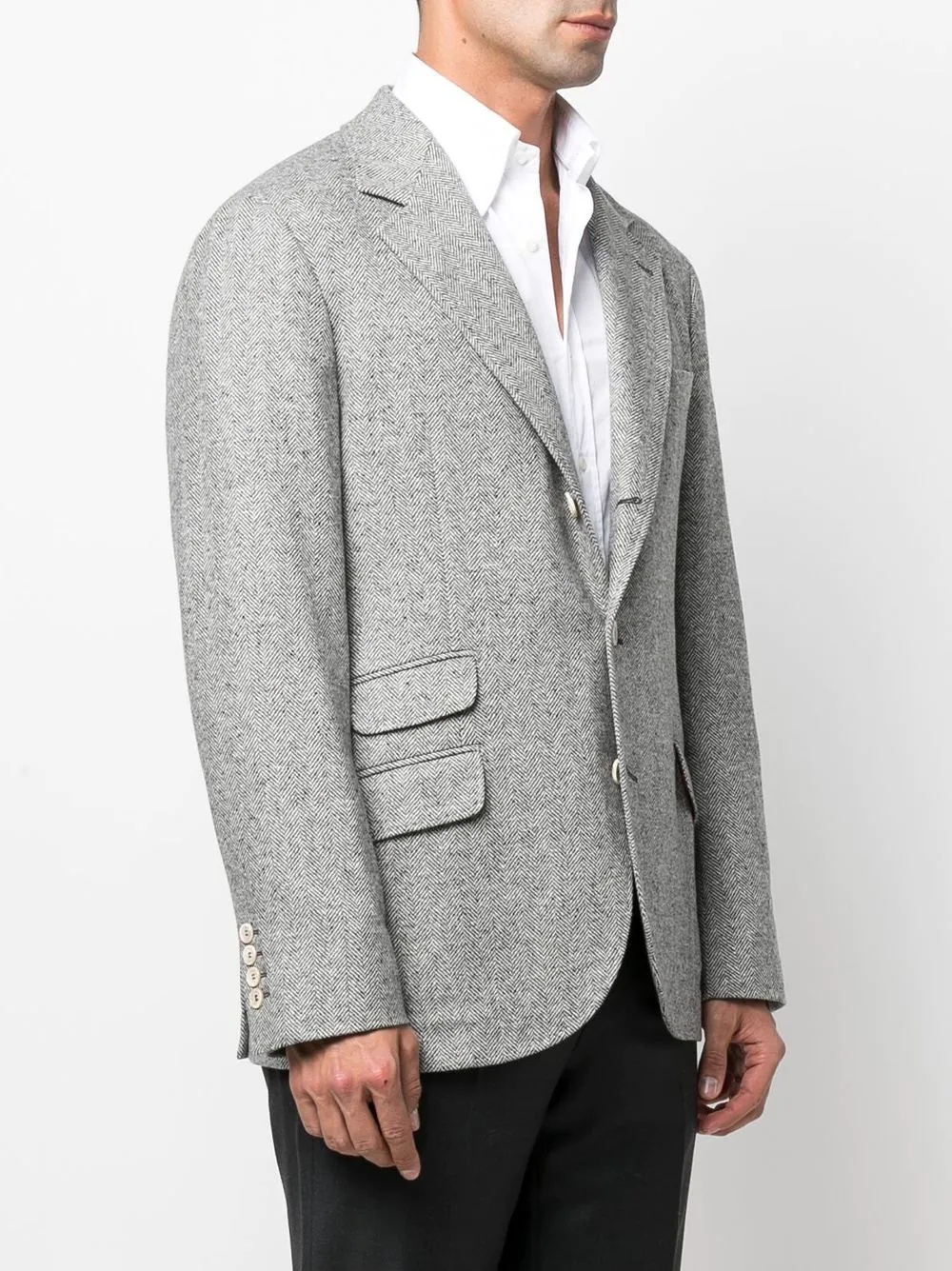 single-breasted wool-cashmere blazer - 3