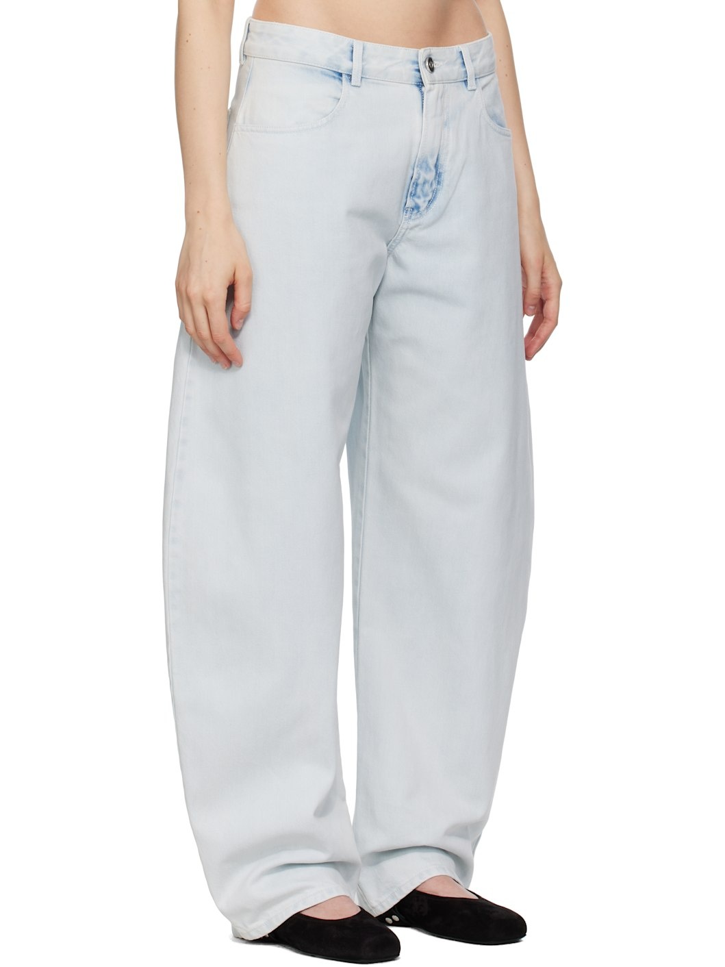 Blue Low Waist Round Jeans - 2