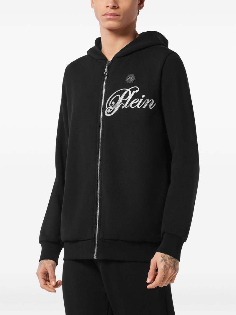 PHILIPP PLEIN crystal-embellished skull hoodie outlook