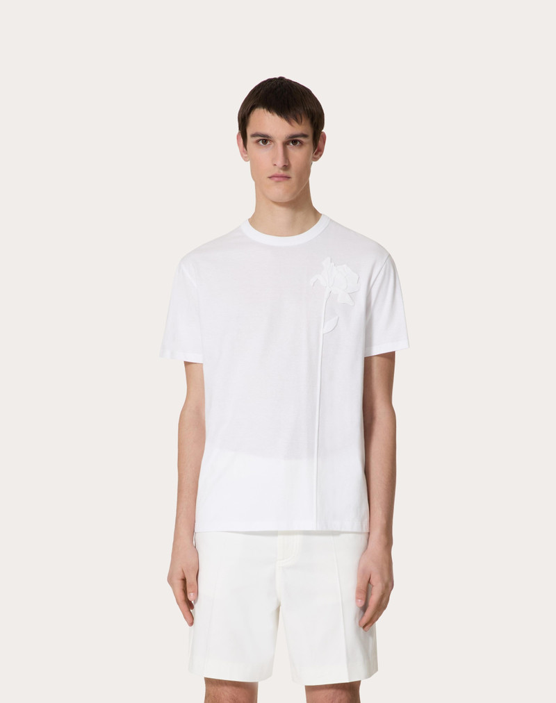 MERCERIZED COTTON T-SHIRT WITH FLOWER EMBROIDERY 3