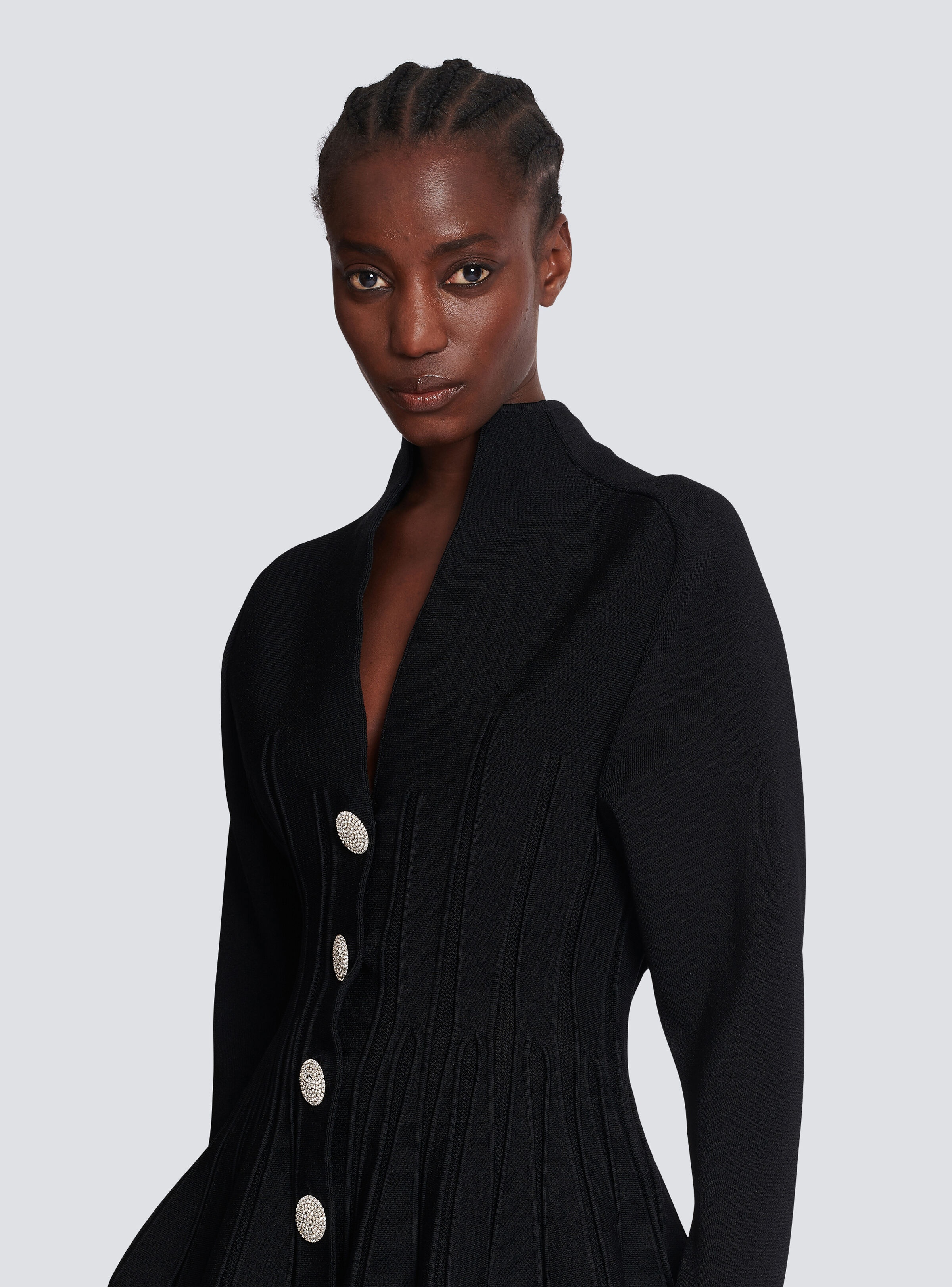 Ribbed knit peplum cardigan - 6