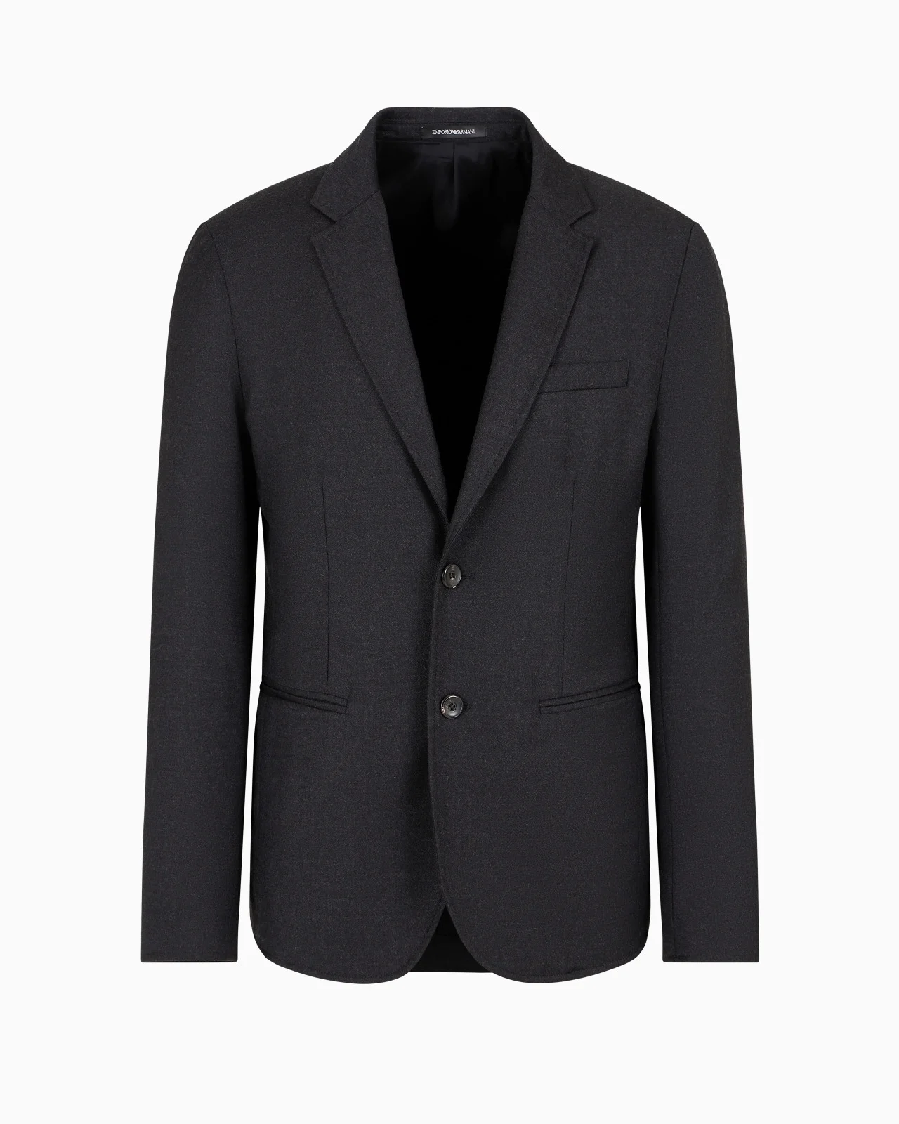 Single-breasted jacket in stretch virgin wool flannel - 1