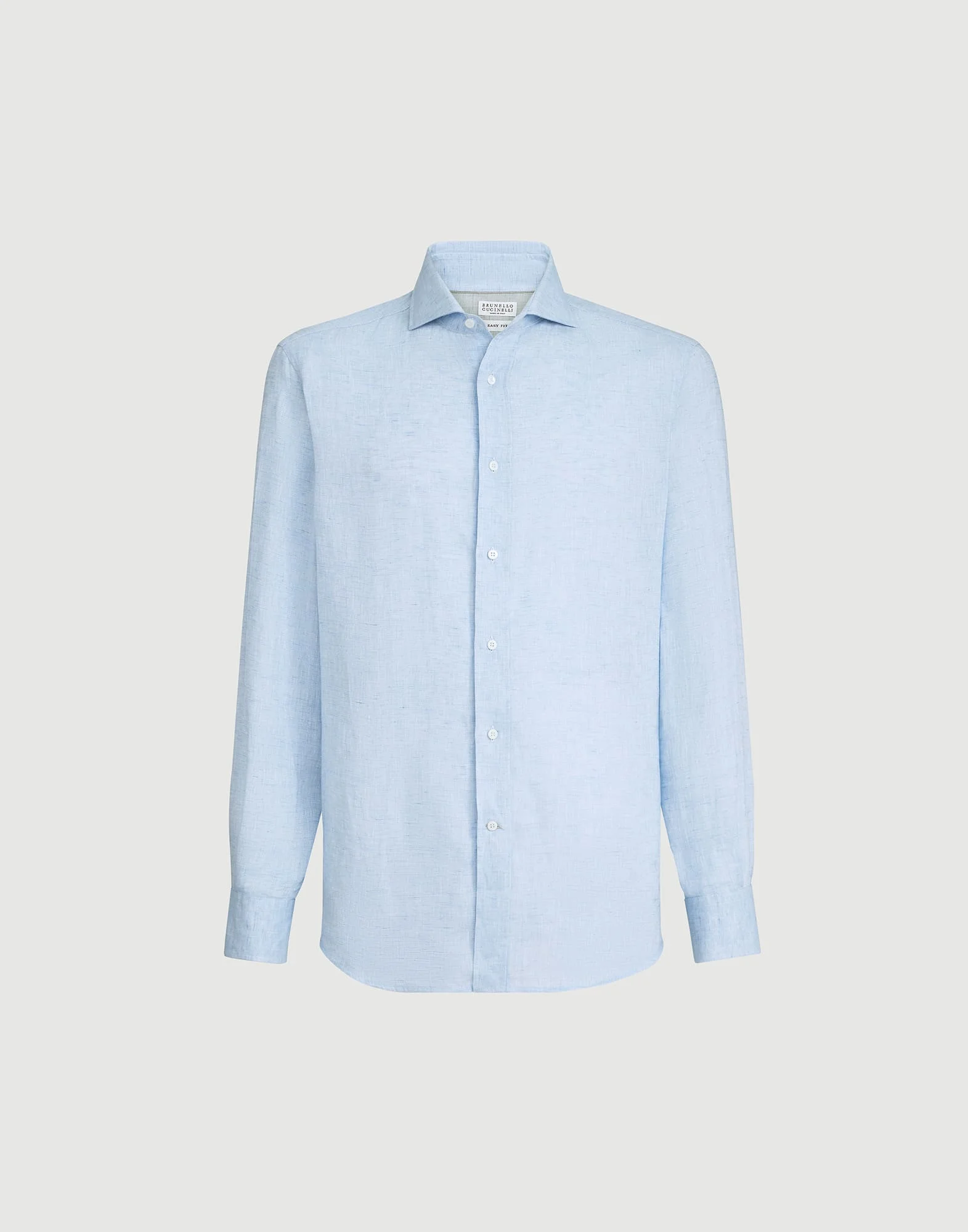 Linen easy fit shirt with spread collar - 1