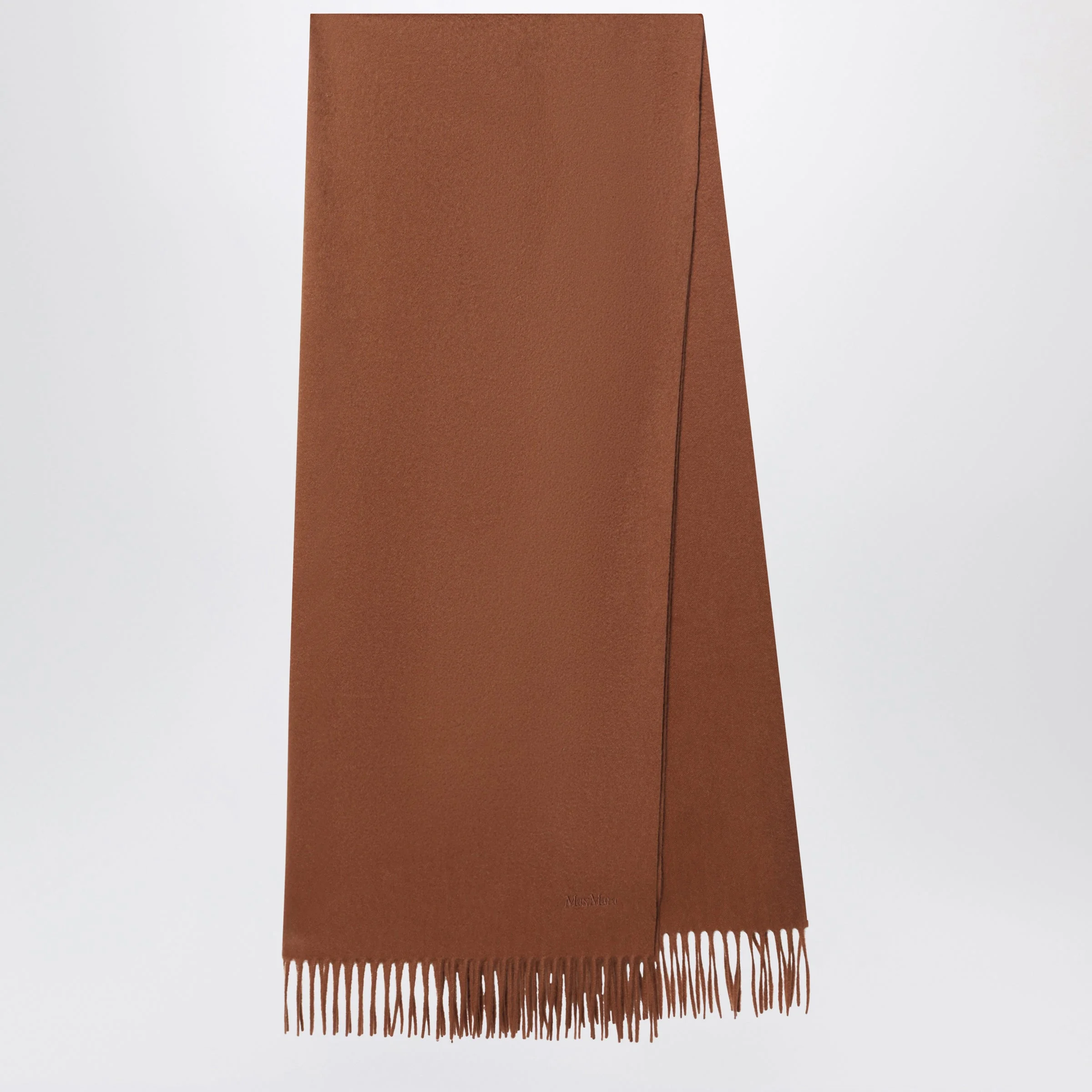 Leather-brown cashmere scarf - 1